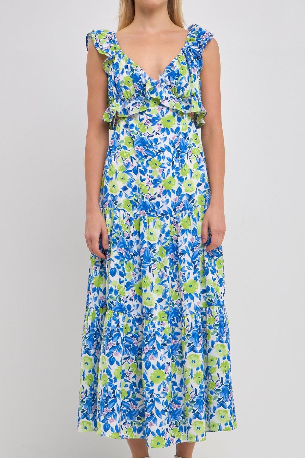 Endless Rose Ruffled Maxi Dress BLUE/GREEN