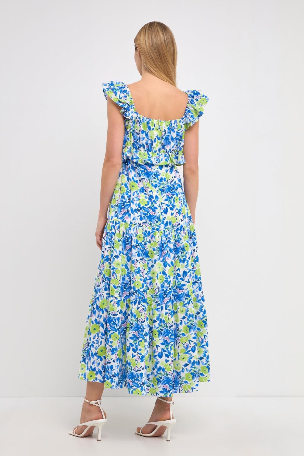Endless Rose Ruffled Maxi Dress BLUE/GREEN