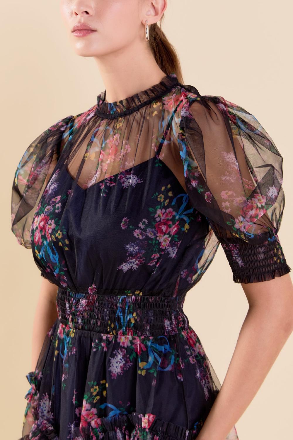 Endless Rose Ruffled Mesh Mini Dress NAVY