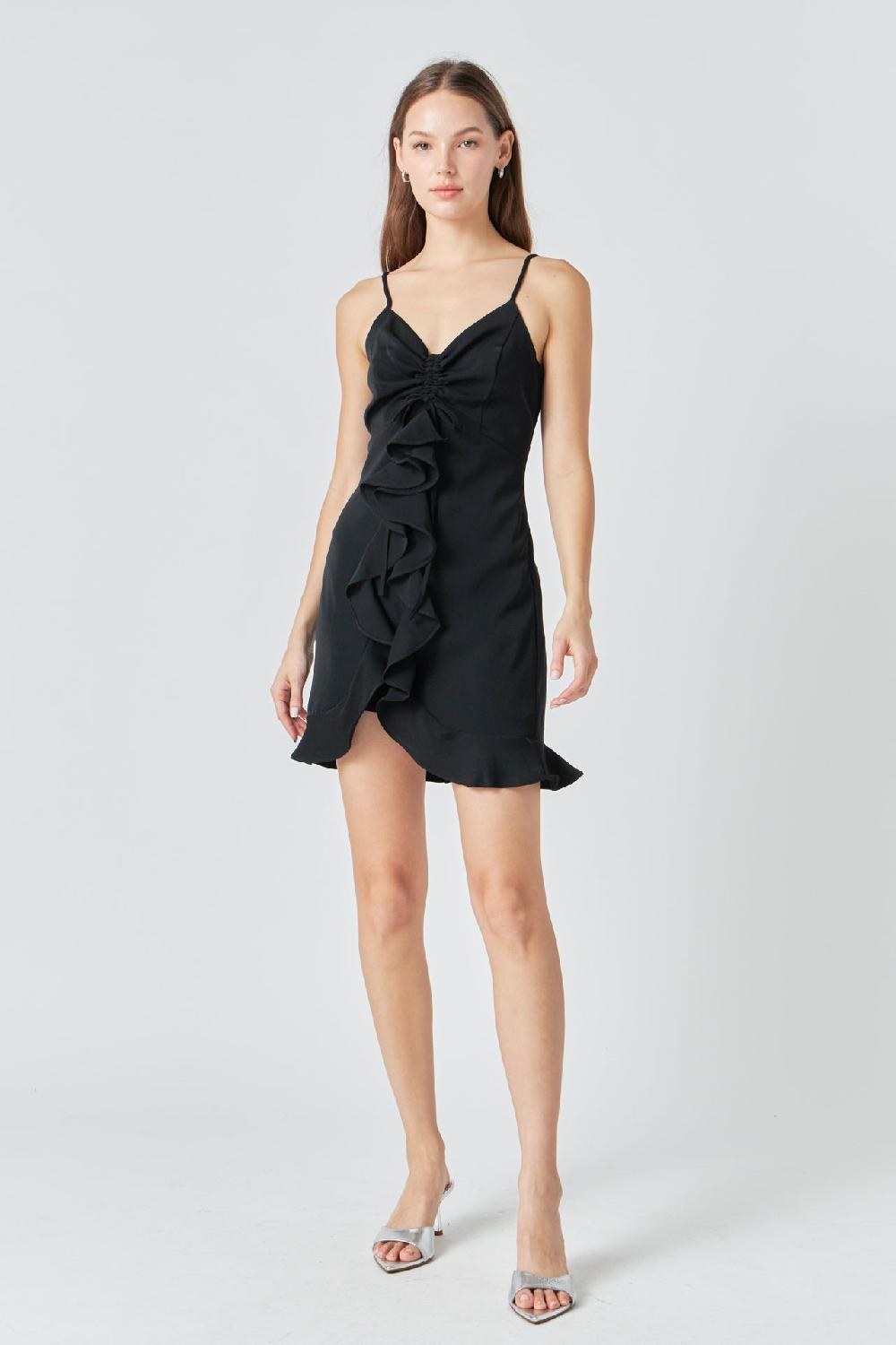 endless rose Ruffled Mini Dress BLACK