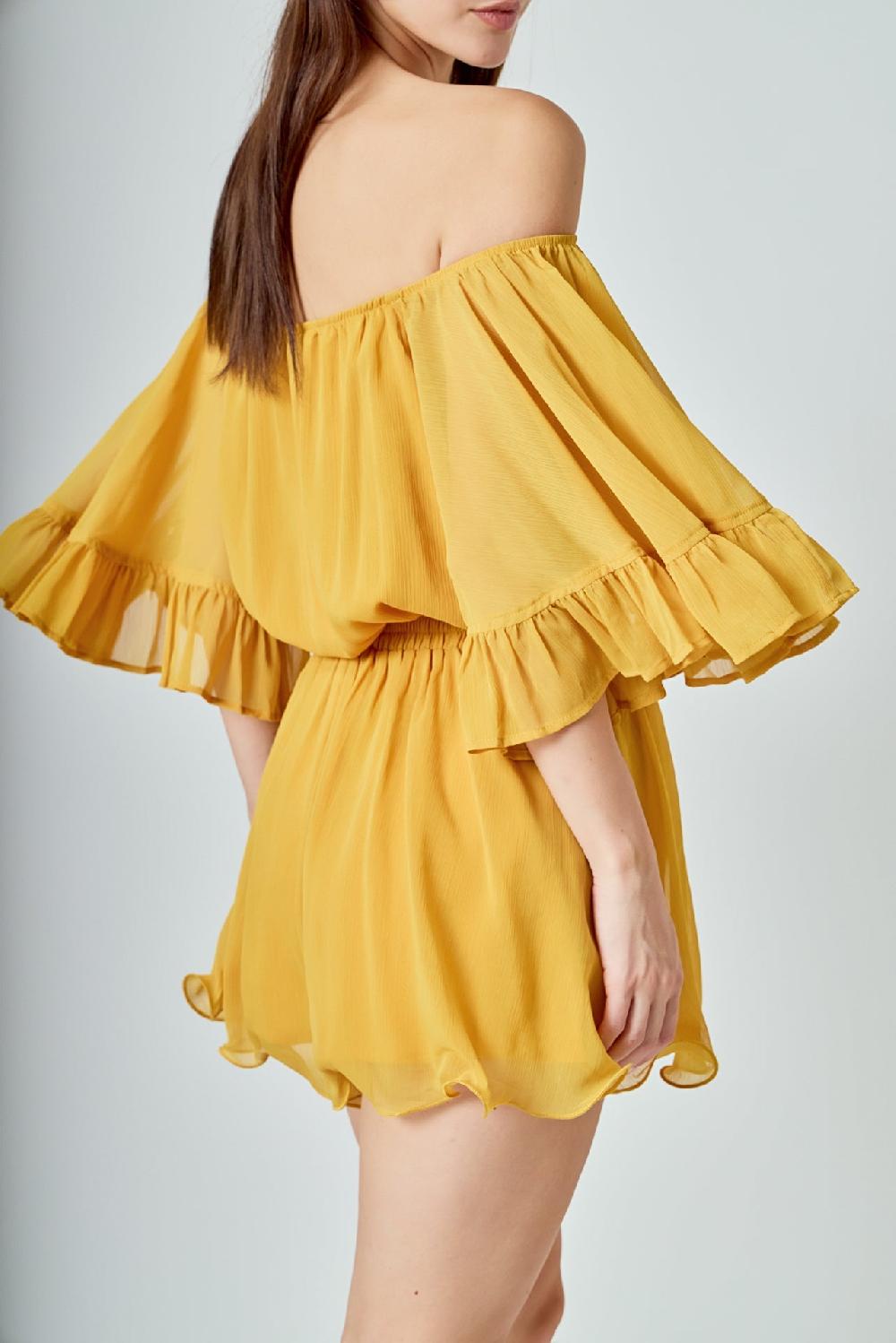 Endless Rose Ruffled Sleeve Romper HONEY YELLOW