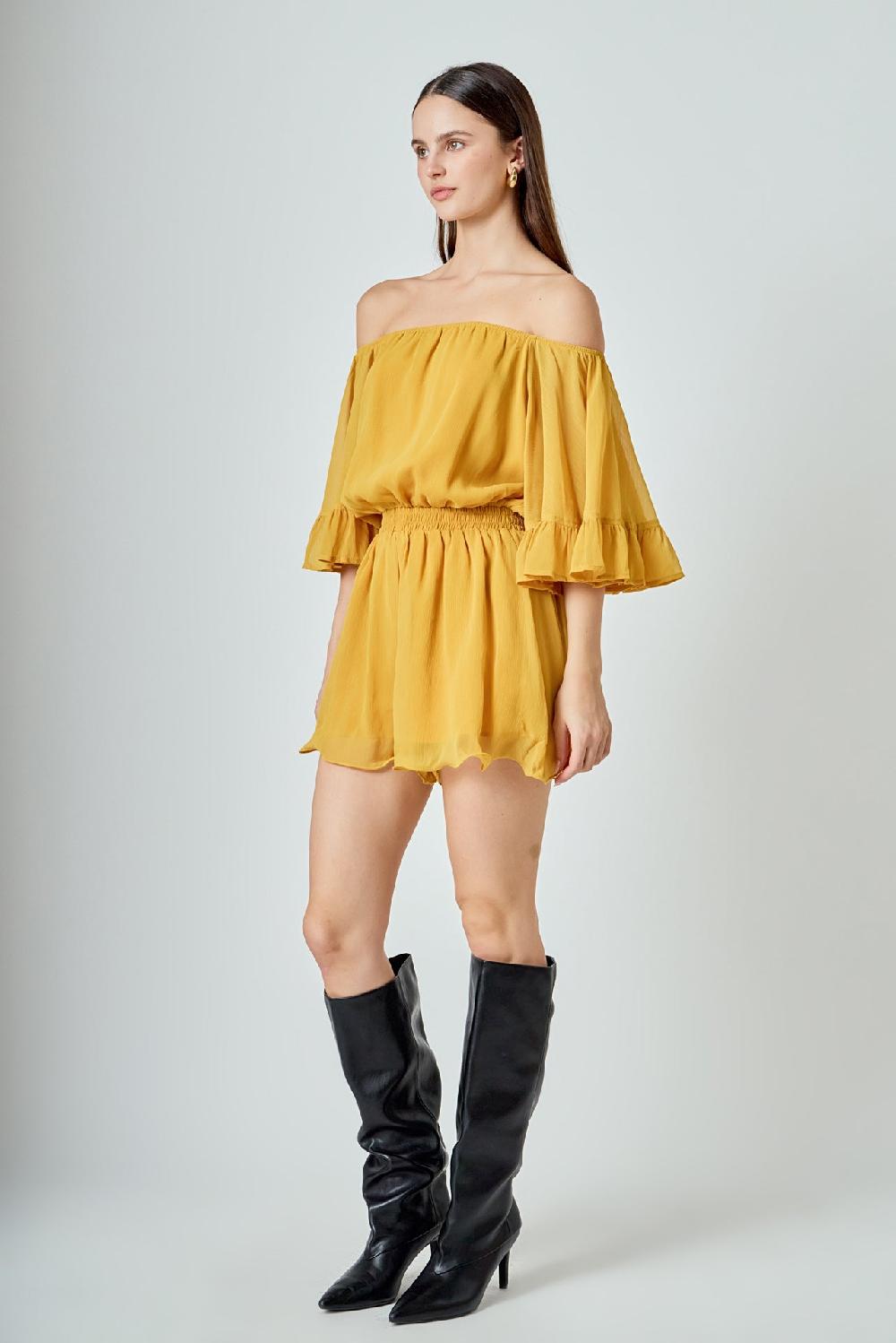 Endless Rose Ruffled Sleeve Romper HONEY YELLOW