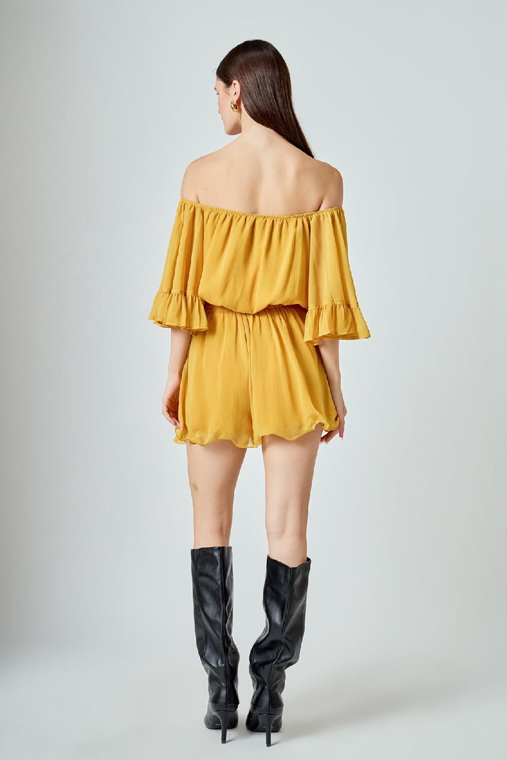 Endless Rose Ruffled Sleeve Romper HONEY YELLOW