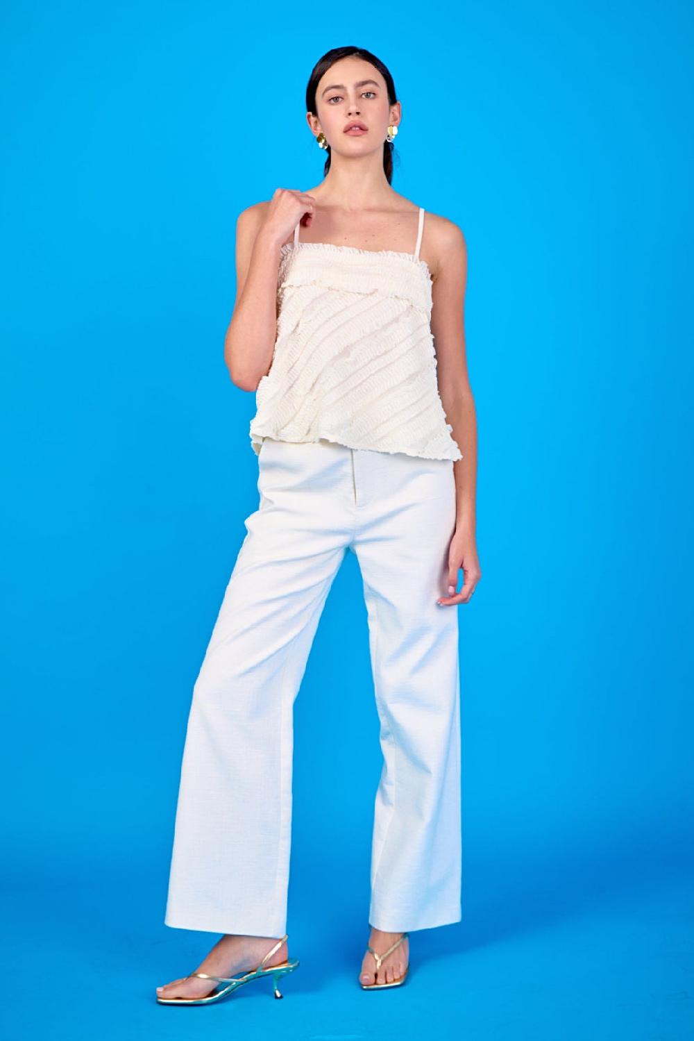 endless rose Ruffled Sleeveless Top CREAM