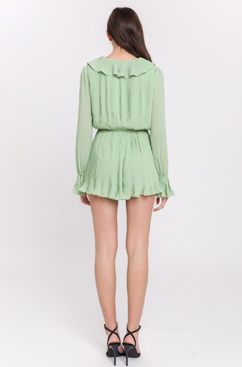 Endless Rose Ruffled V-neck Romper GREEN