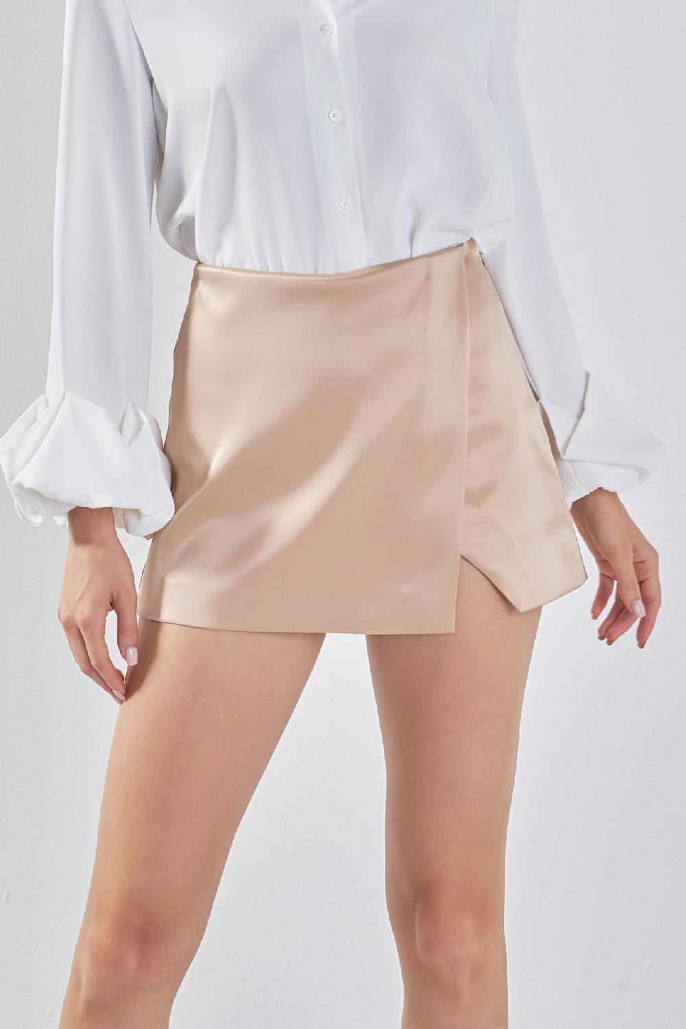 Endless Rose Satin Asymmetric Skort PINK