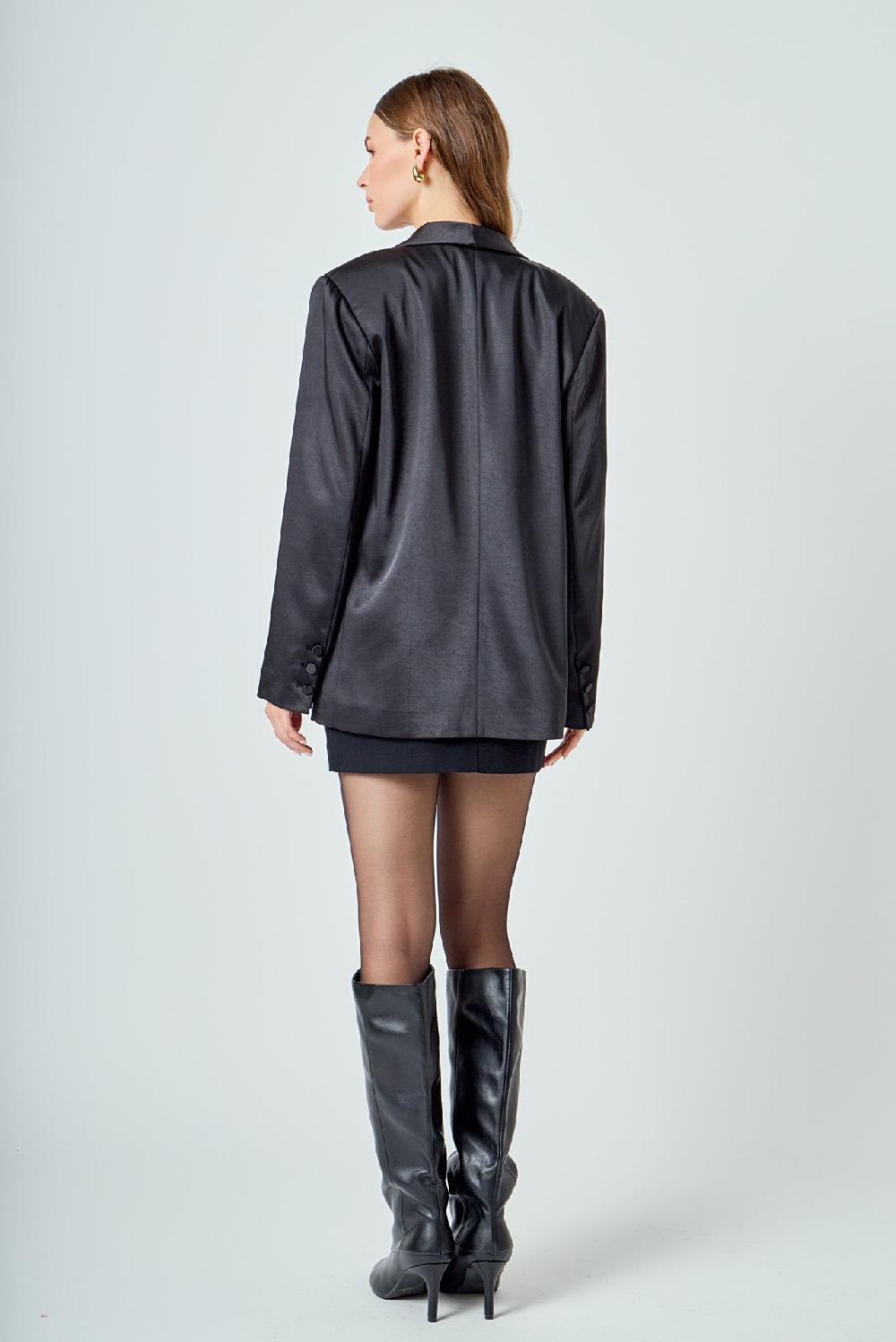 Endless Rose Satin Blazer BLACK