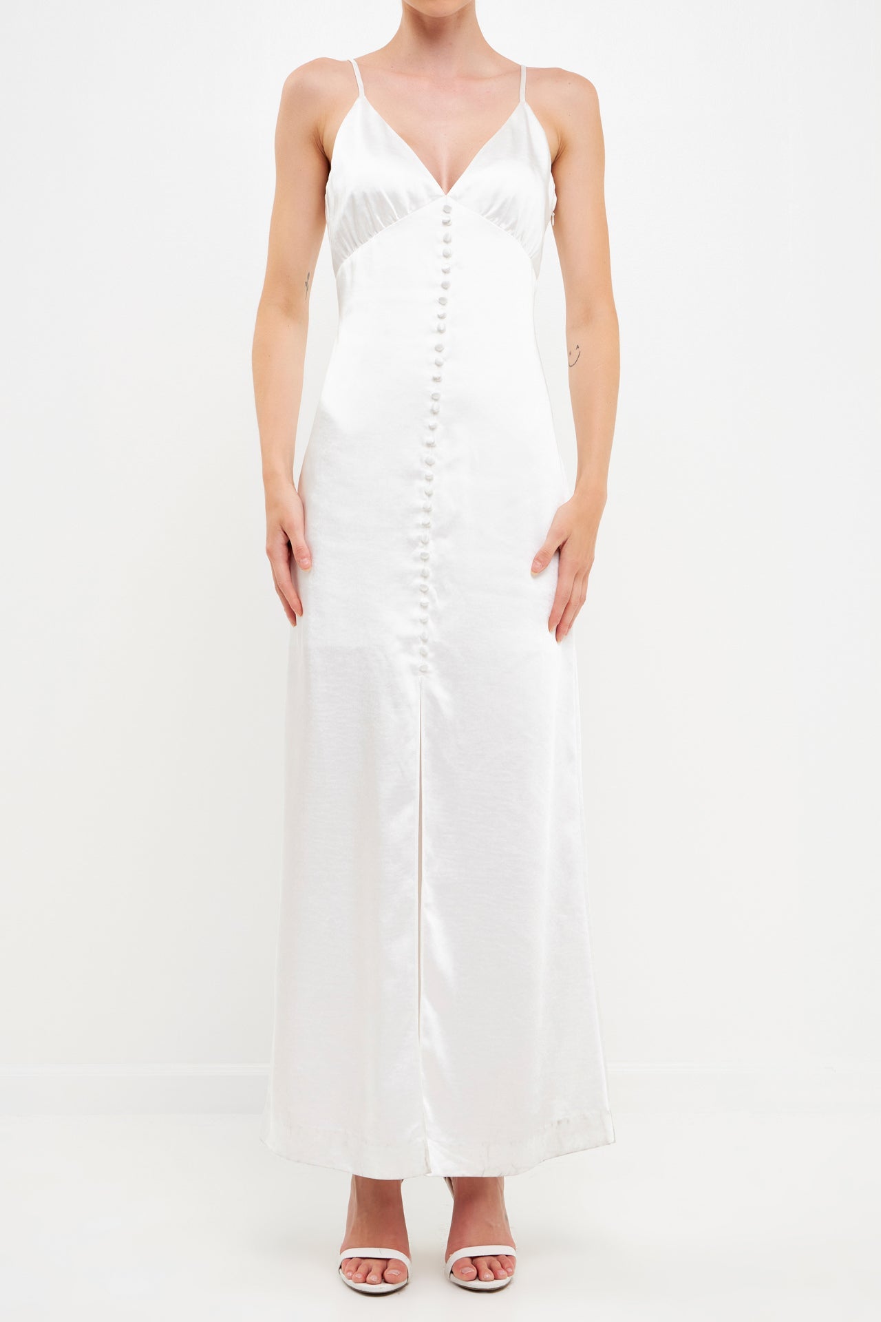 Endless Rose Satin Button Down Maxi WHITE