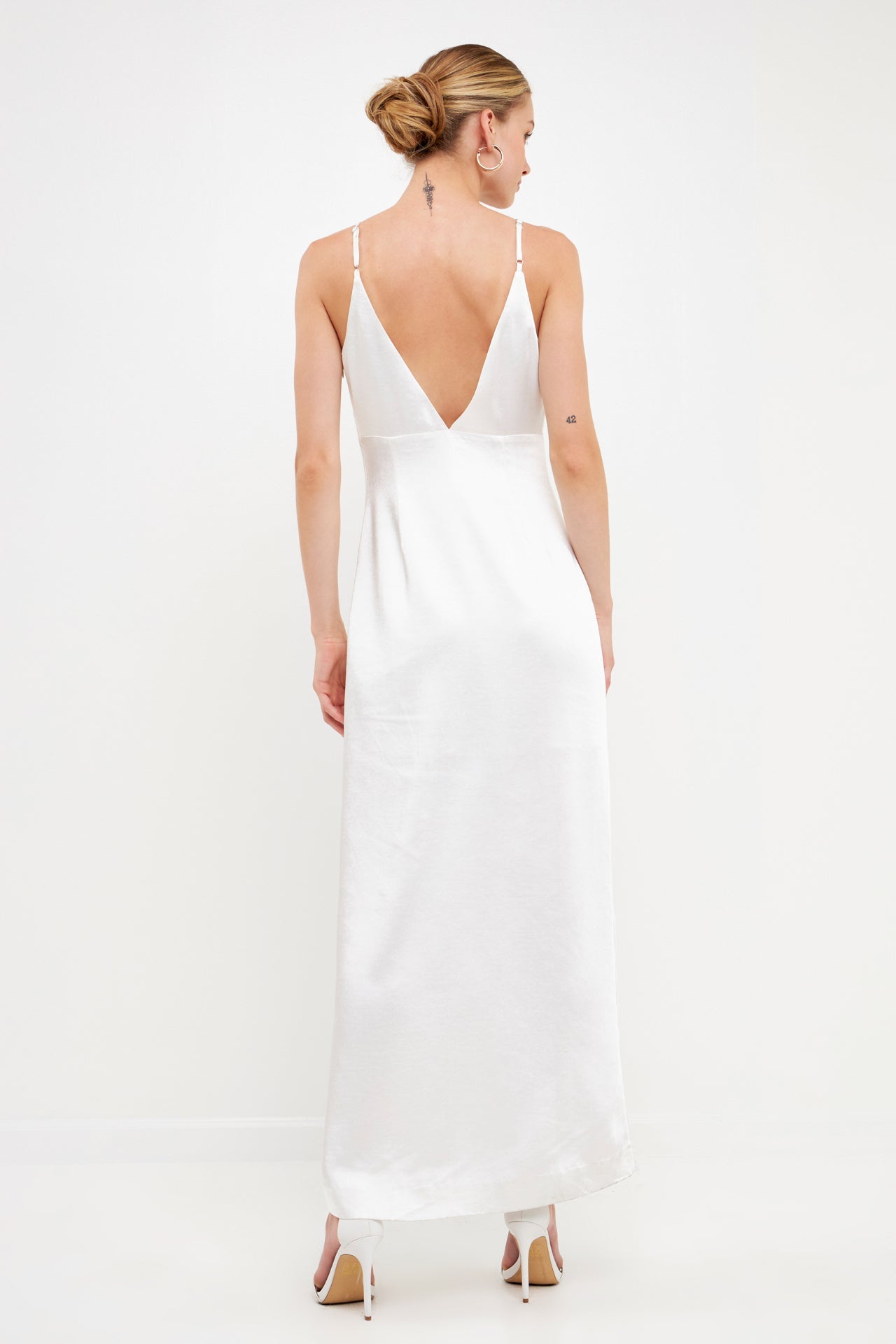 Endless Rose Satin Button Down Maxi WHITE