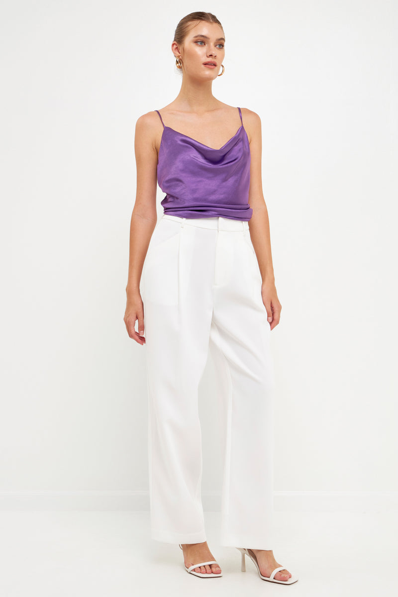 Endless Rose Satin Cowl Neck Top PURPLE