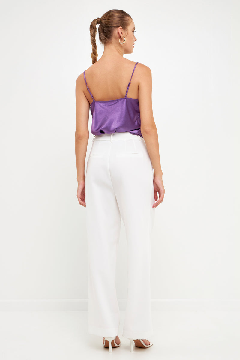 Endless Rose Satin Cowl Neck Top PURPLE