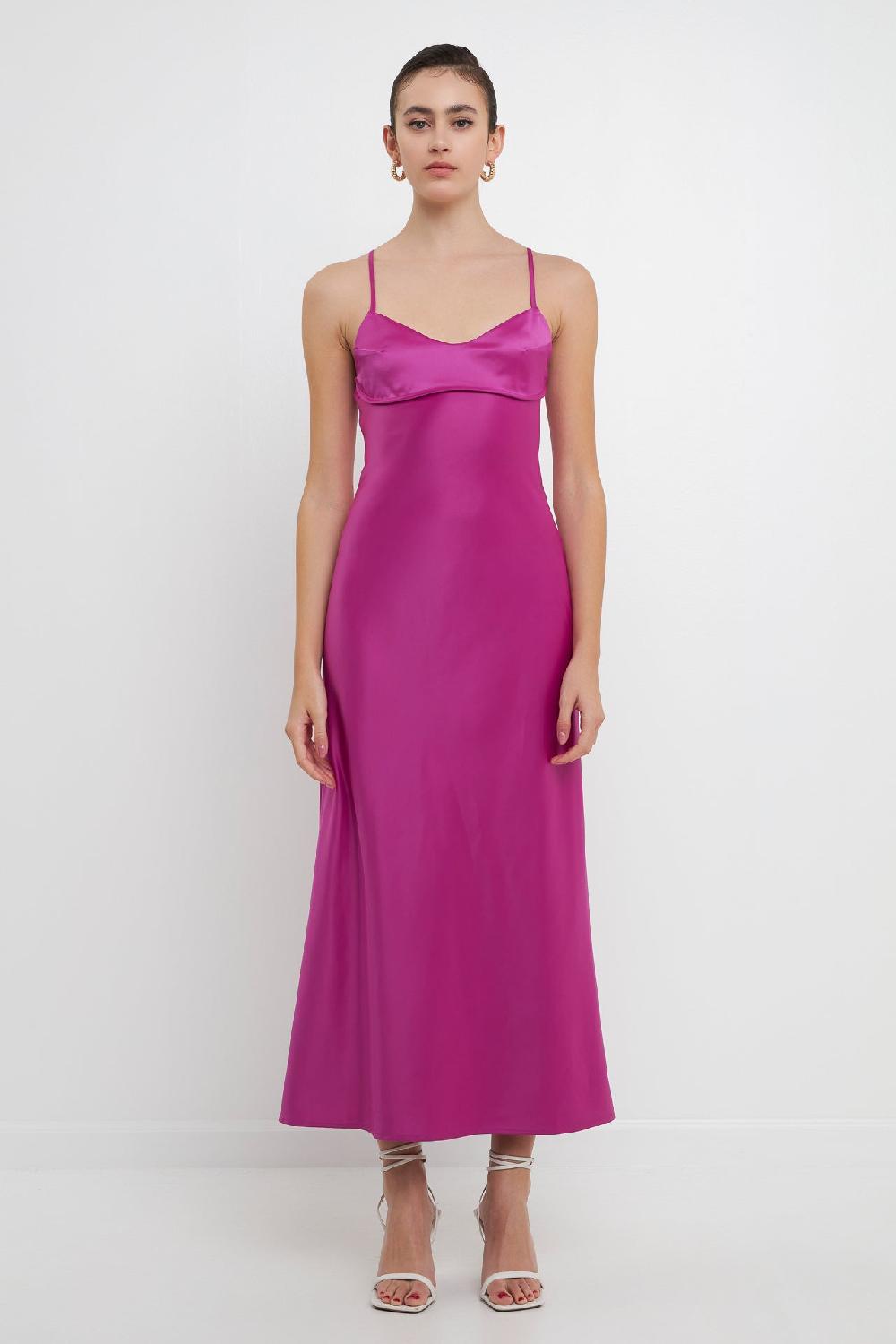 endless rose Satin Cut-Out Maxi Dress ORCHID