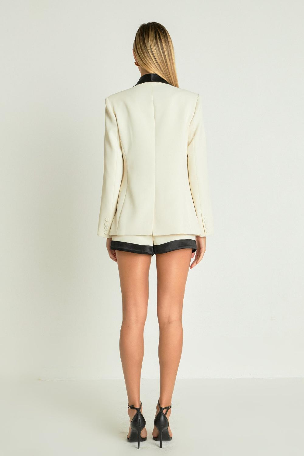 Endless Rose Satin Lapel Blazer IVORY