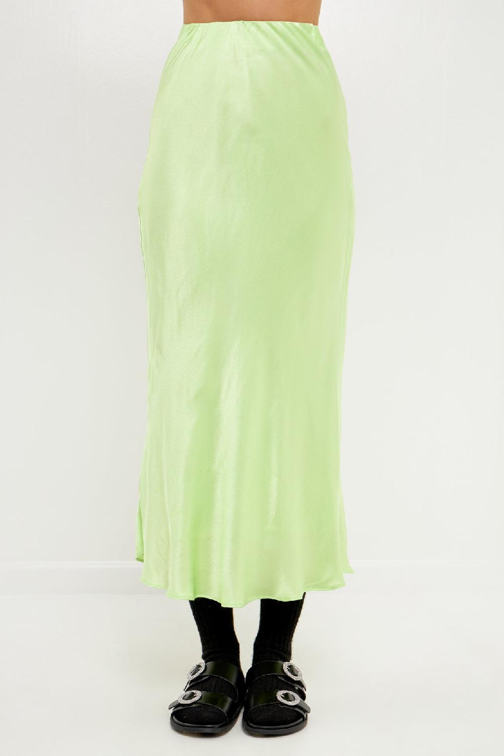 Endless Rose Satin Maxi Skirt LEMON