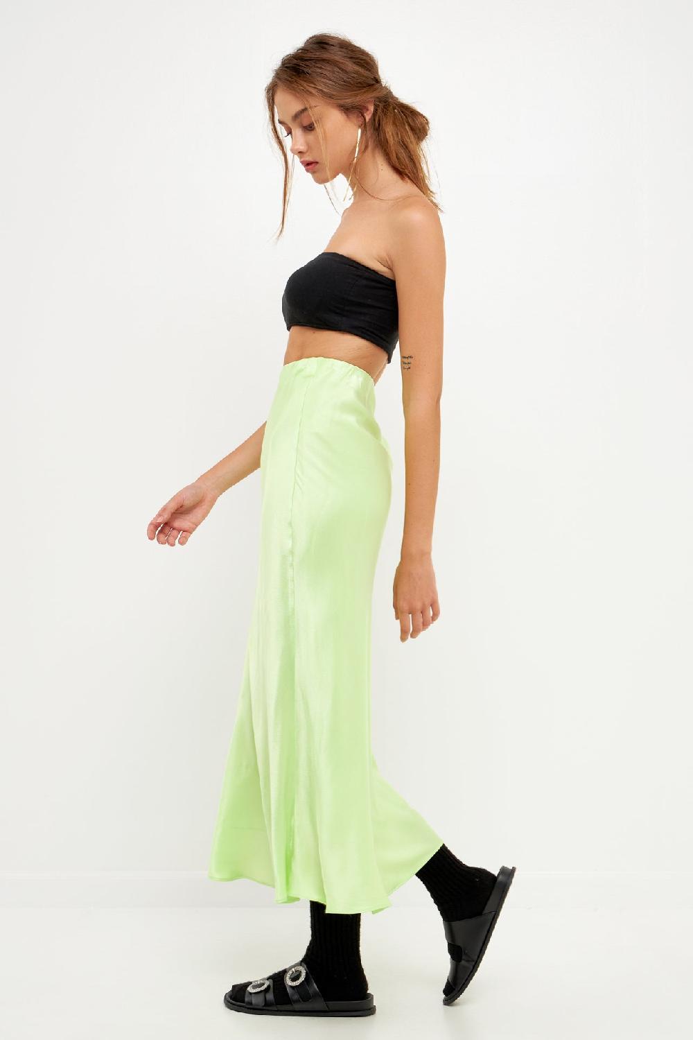 Endless Rose Satin Maxi Skirt LEMON
