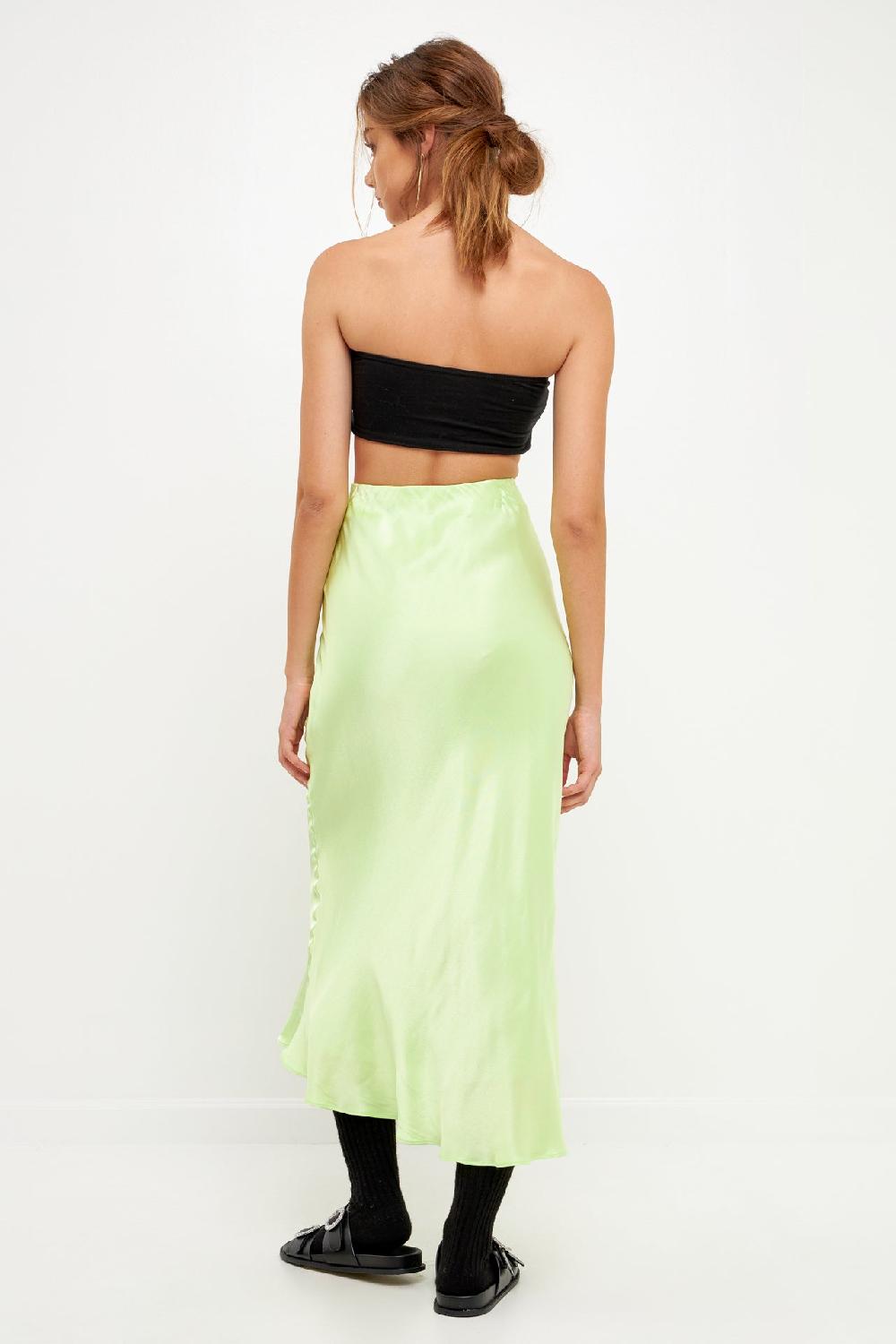 Endless Rose Satin Maxi Skirt LEMON