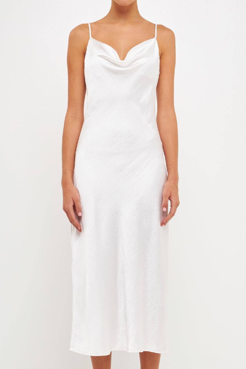 Endless Rose Satin Midi Dress WHITE