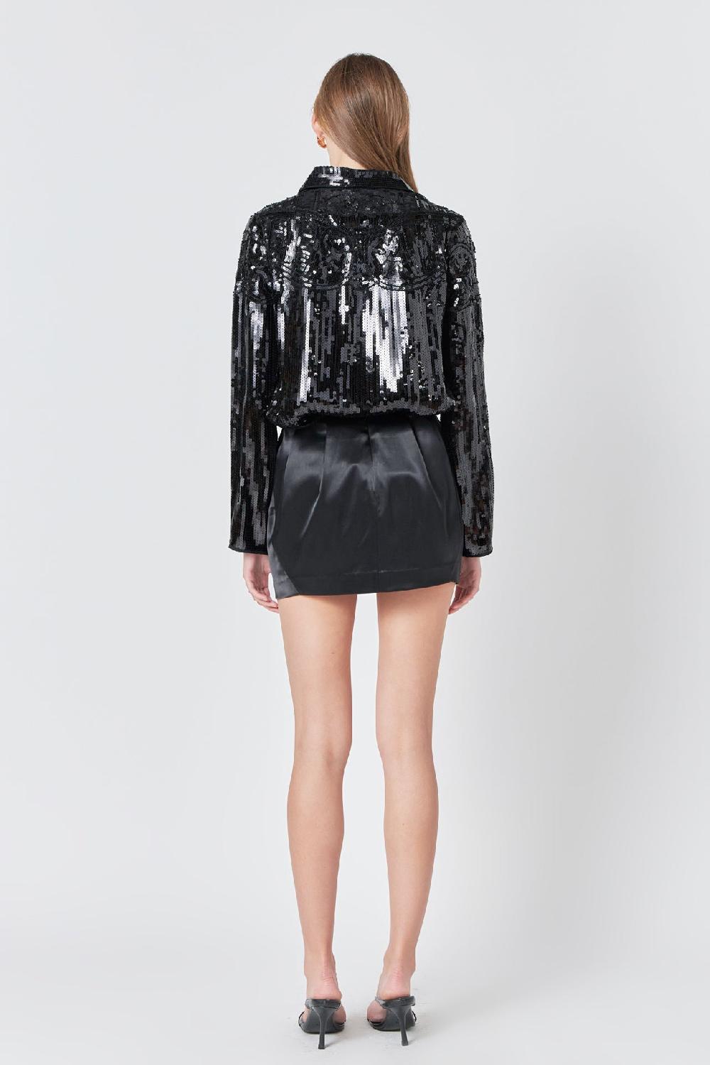 Endless Rose Satin Mini Skirt BLACK