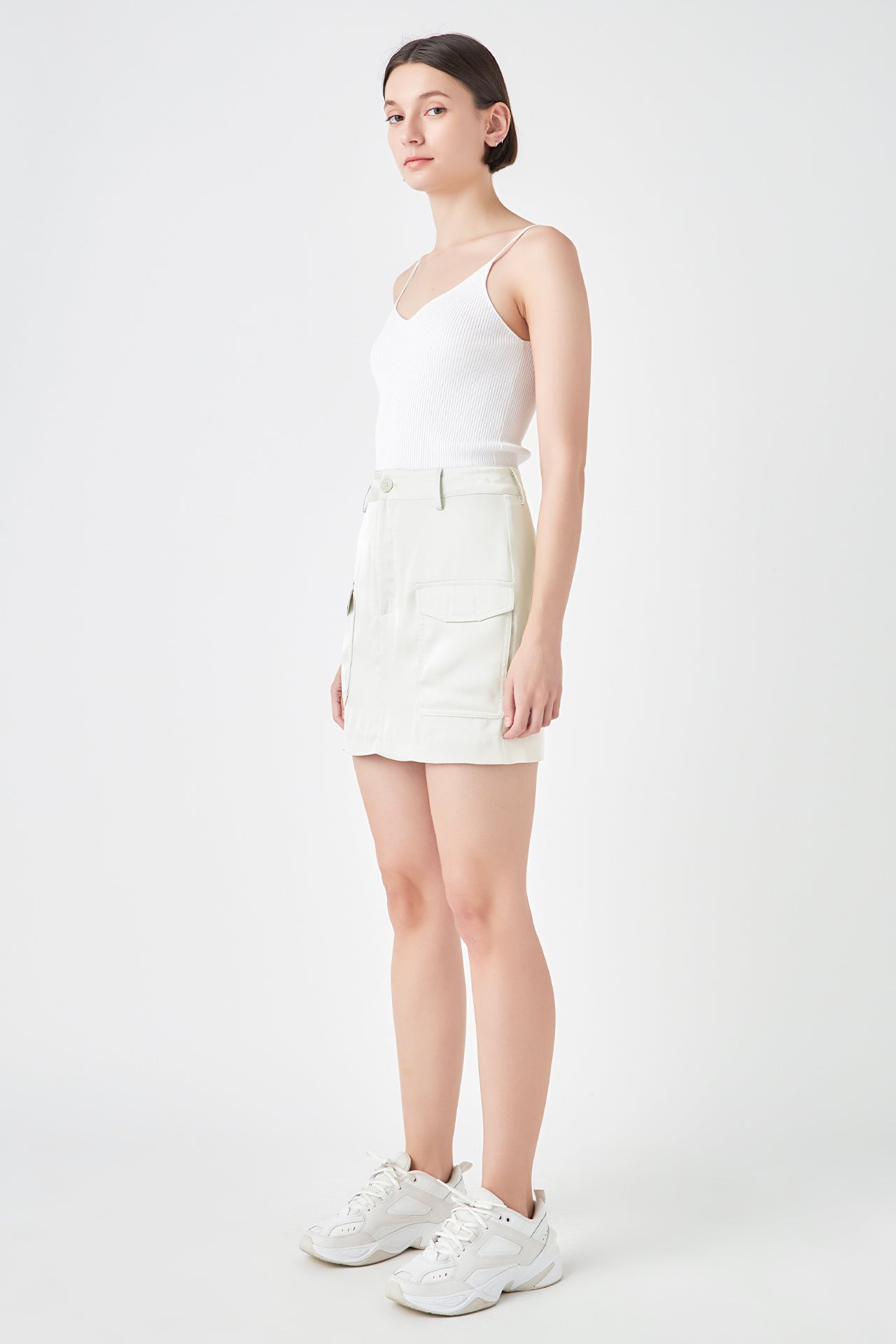 Endless Rose Satin Pocket Mini Skirt IVORY