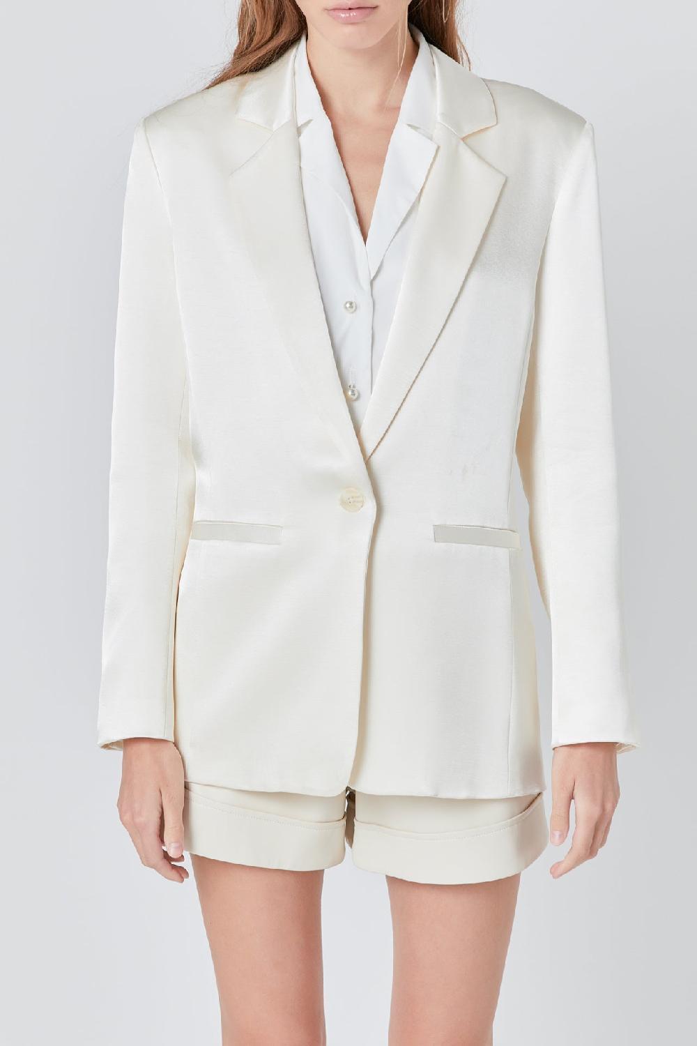 Endless Rose Satin Relaxed Blazer CHAMPAGNE