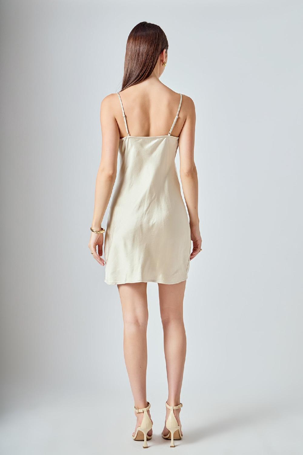 Endless Rose Satin Slip Mini Dress IVORY