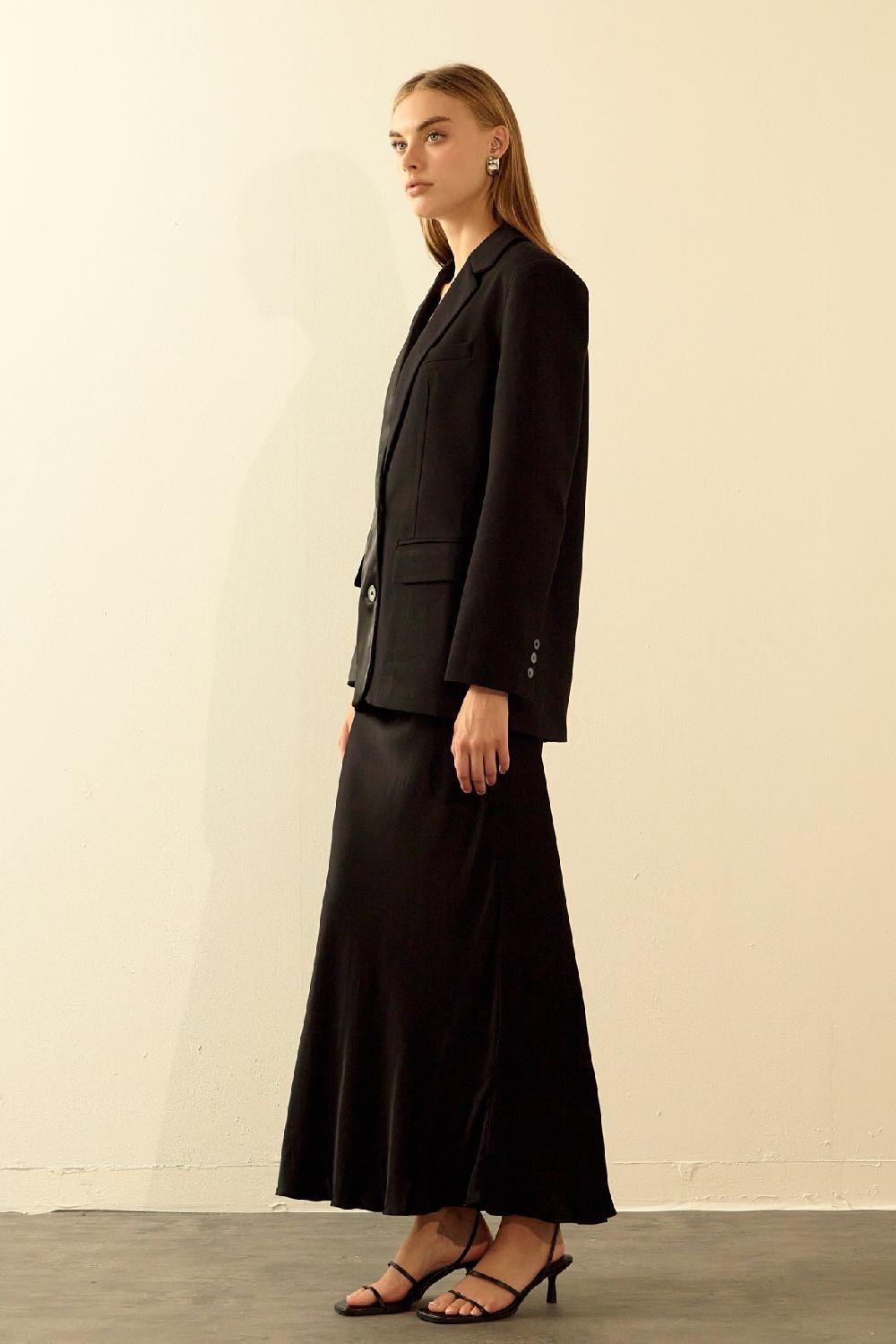 Endless Rose Satin Suit Blazer BLACK