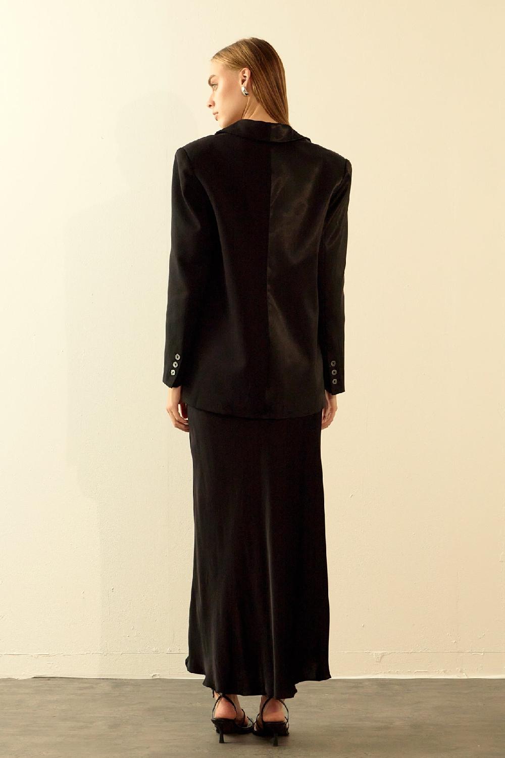Endless Rose Satin Suit Blazer BLACK