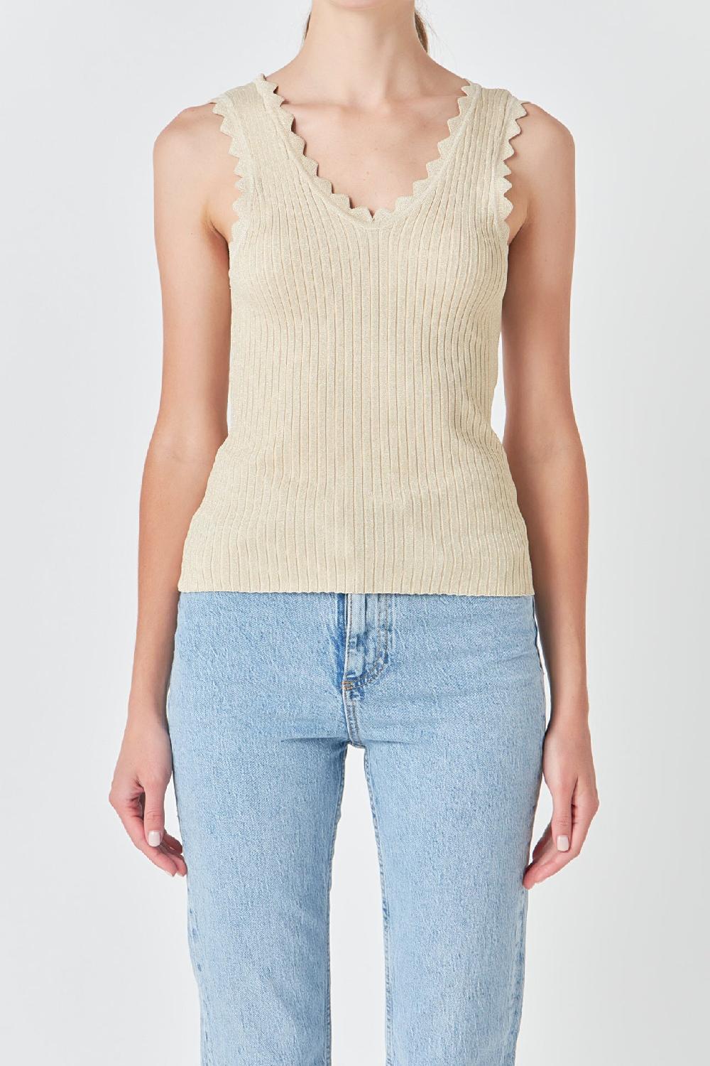 Endless Rose Scallop Detail Sleeveless Top SILVER