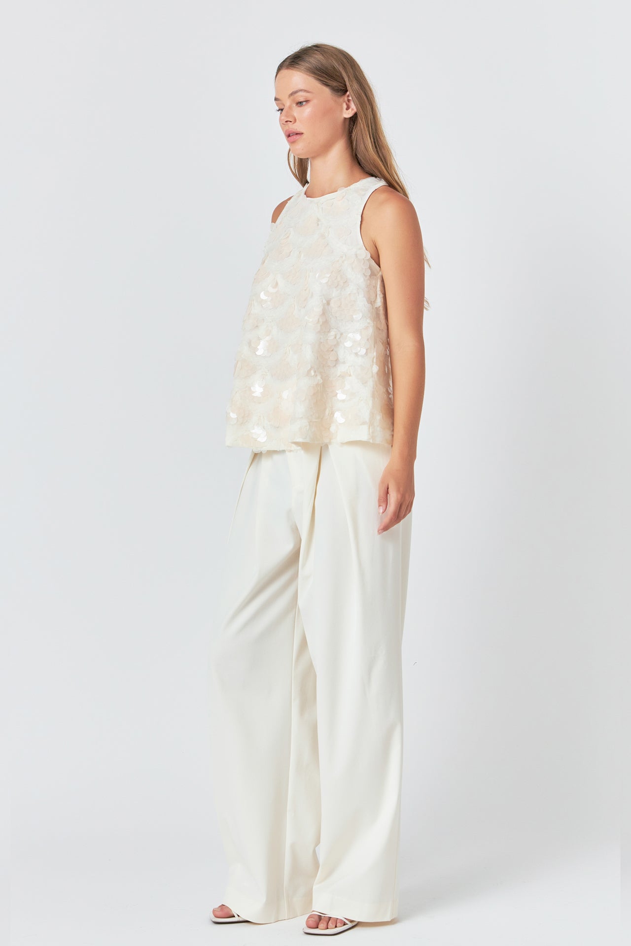 Endless Rose Scallop Sequin Top CREAM
