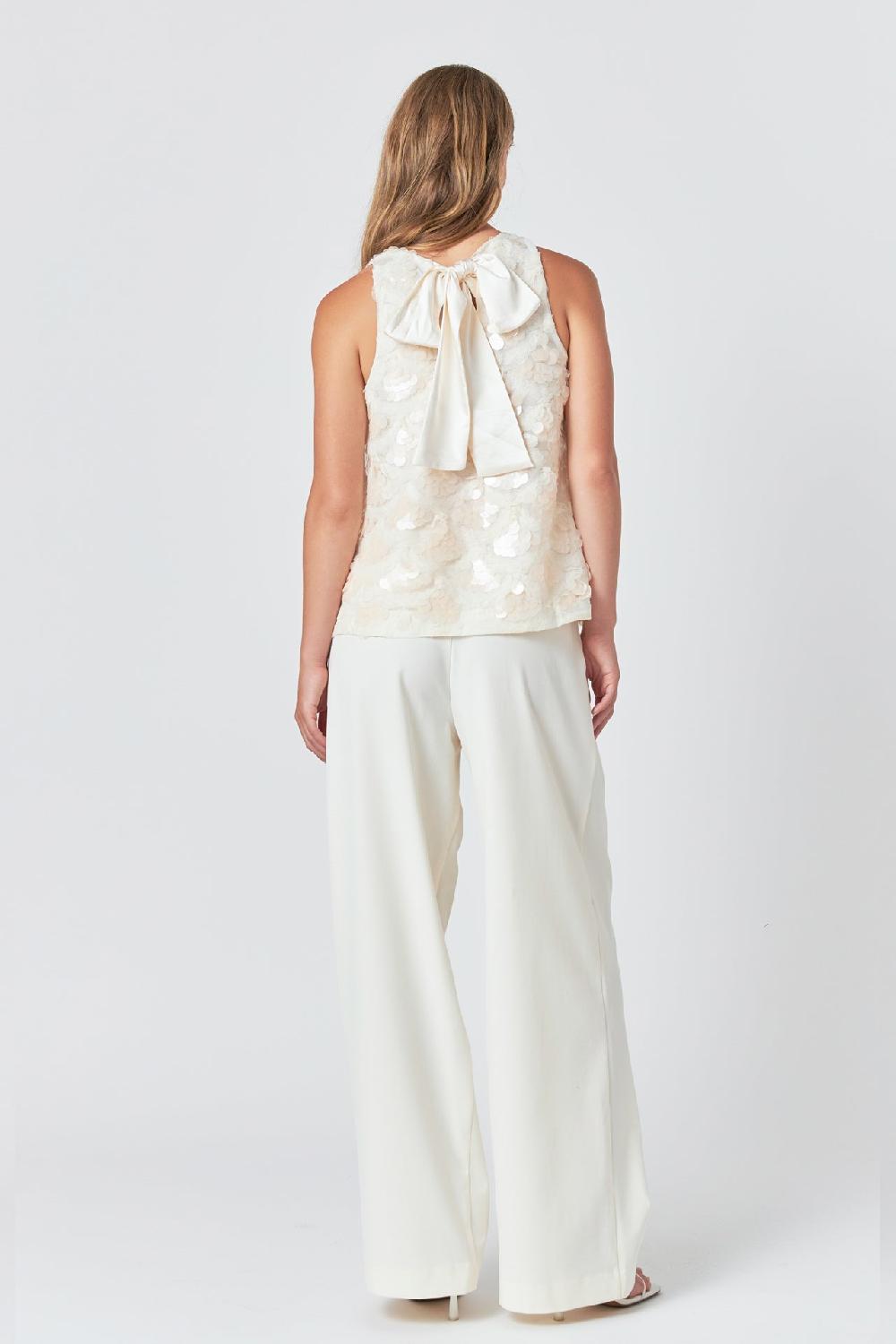 Endless Rose Scallop Sequin Top CREAM