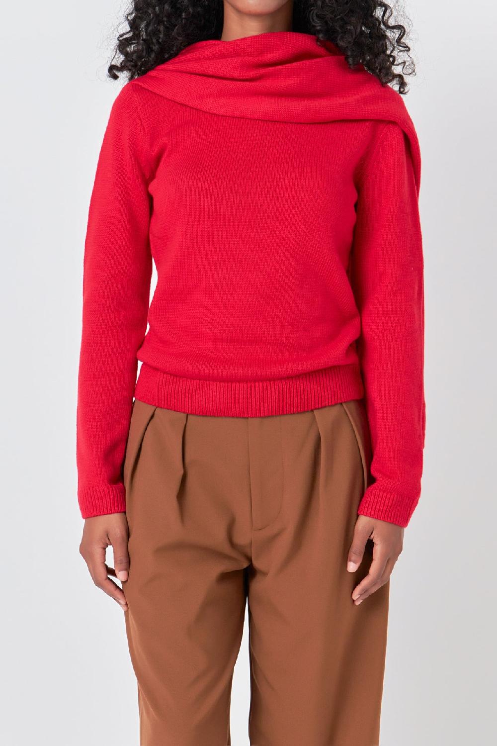 Endless Rose Scarf Sweater RED