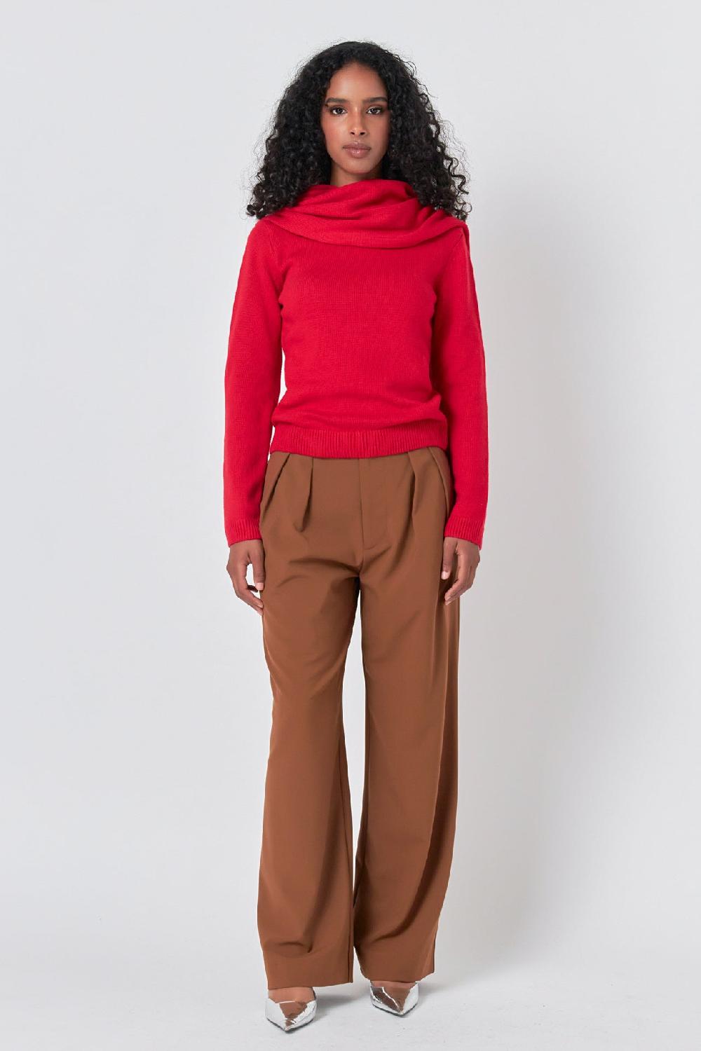 endless rose Scarf Sweater RED