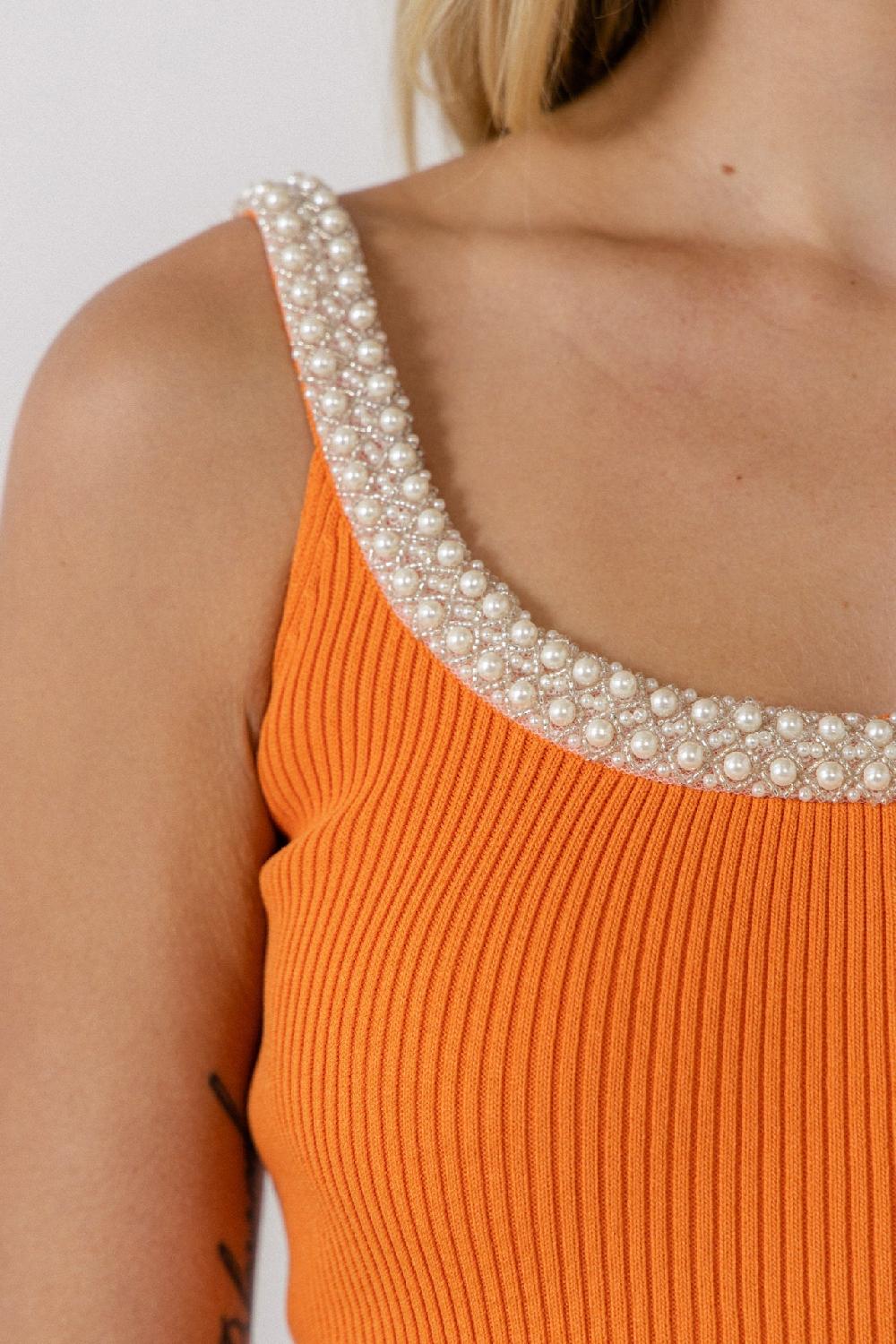 Endless Rose Scooped Trimmed Ribbed Mini ORANGE