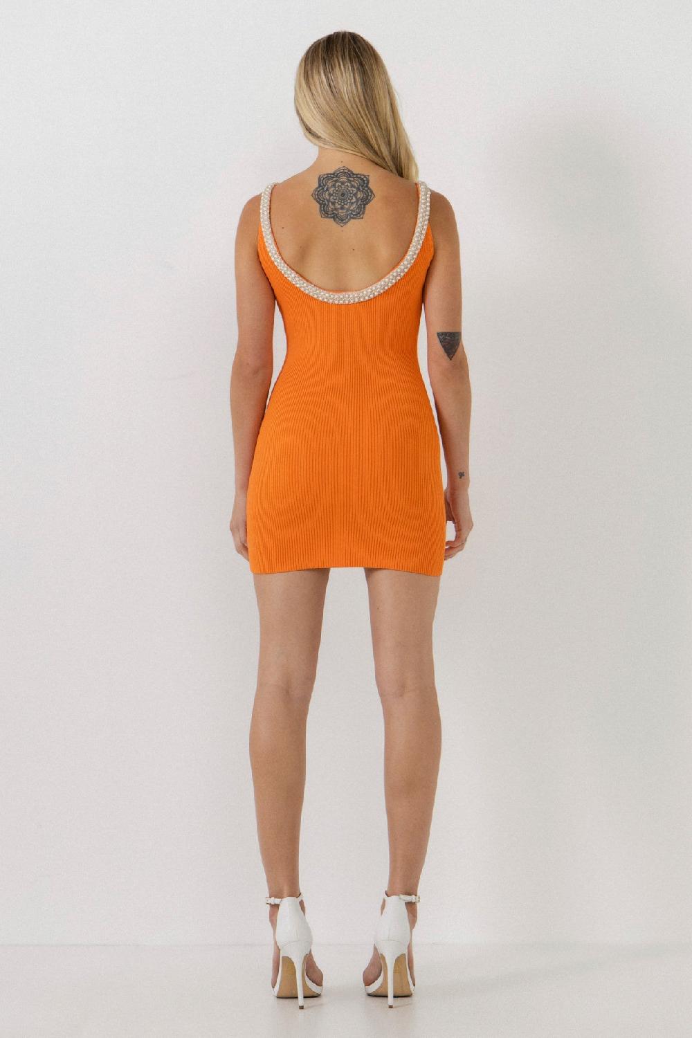 Endless Rose Scooped Trimmed Ribbed Mini ORANGE