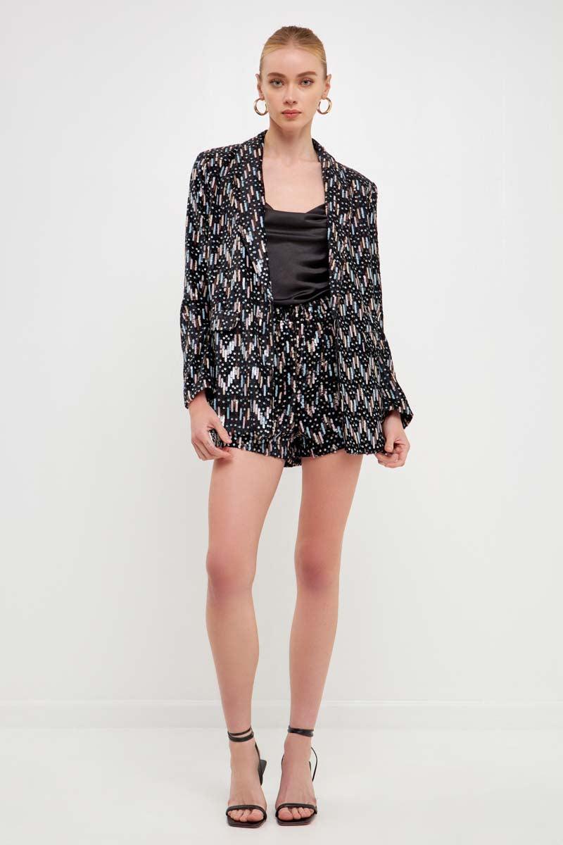 endless rose Sequin Blazer BLACK MULTI