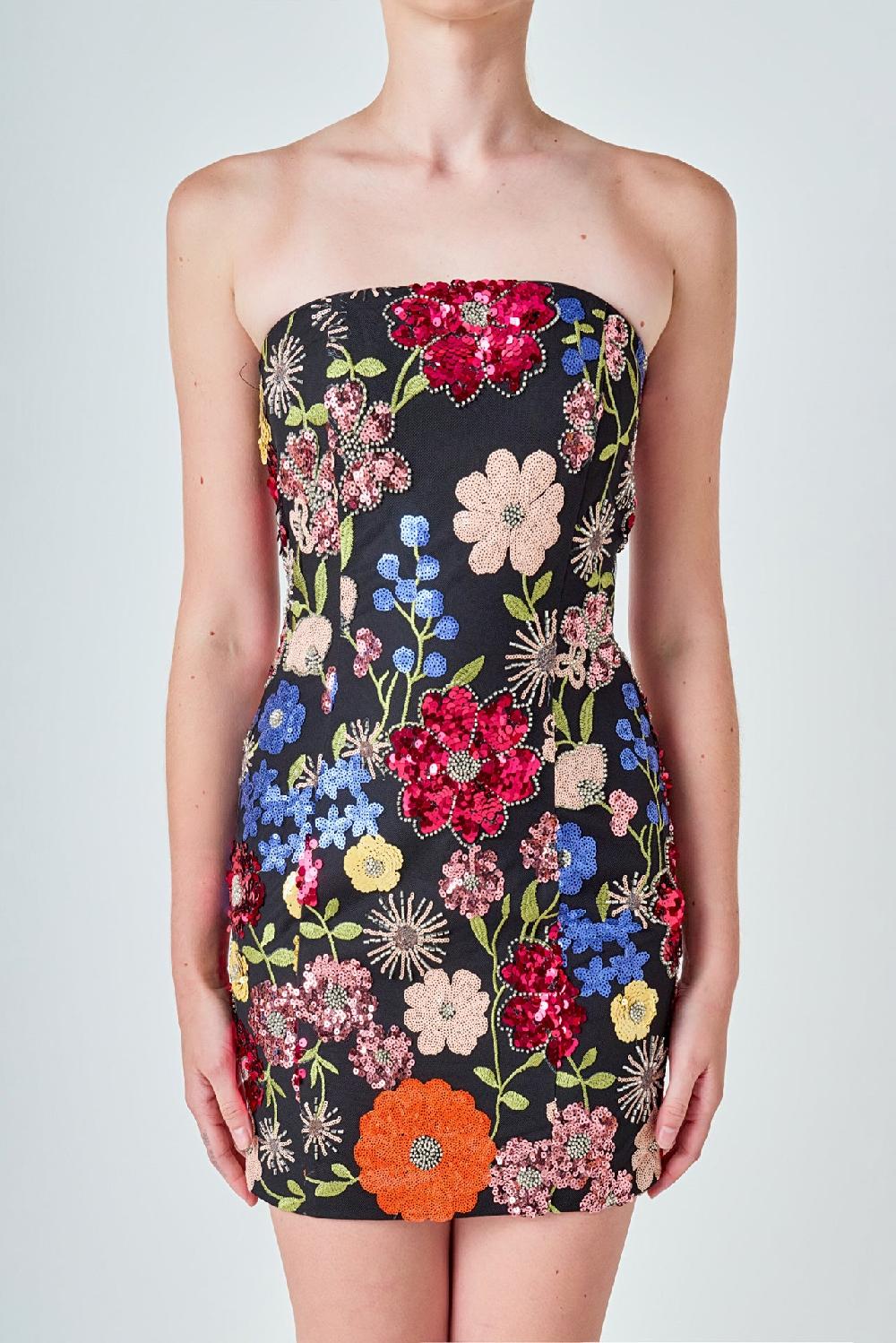 Endless Rose Sequin Bodycon Tube Dress BLACK MULTI