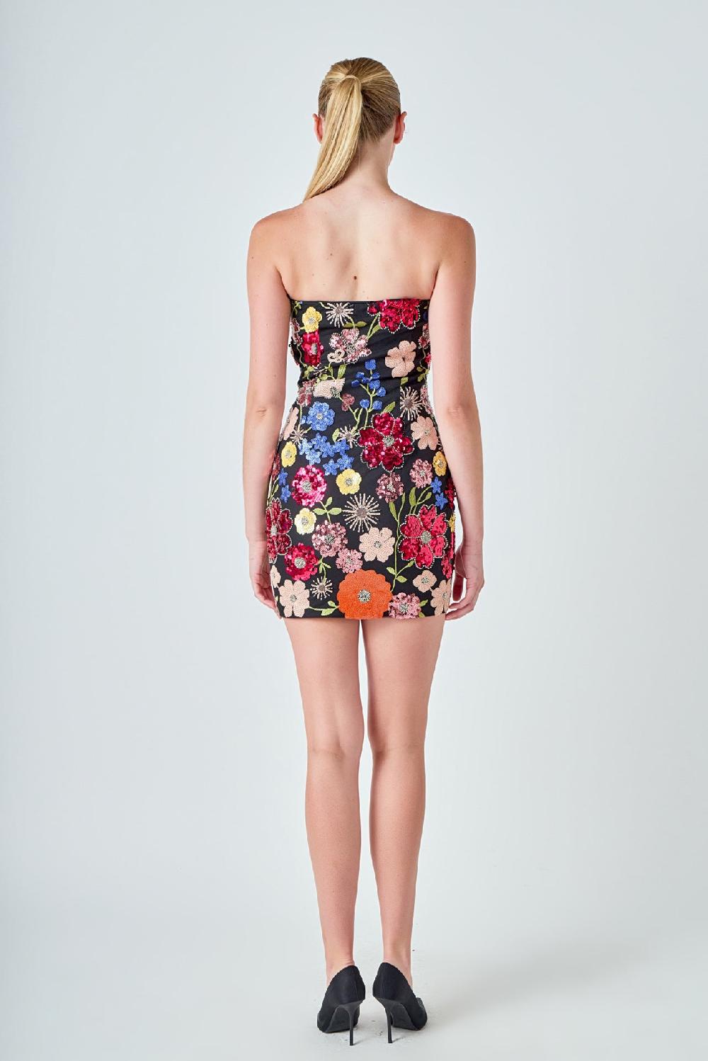 Endless Rose Sequin Bodycon Tube Dress BLACK MULTI