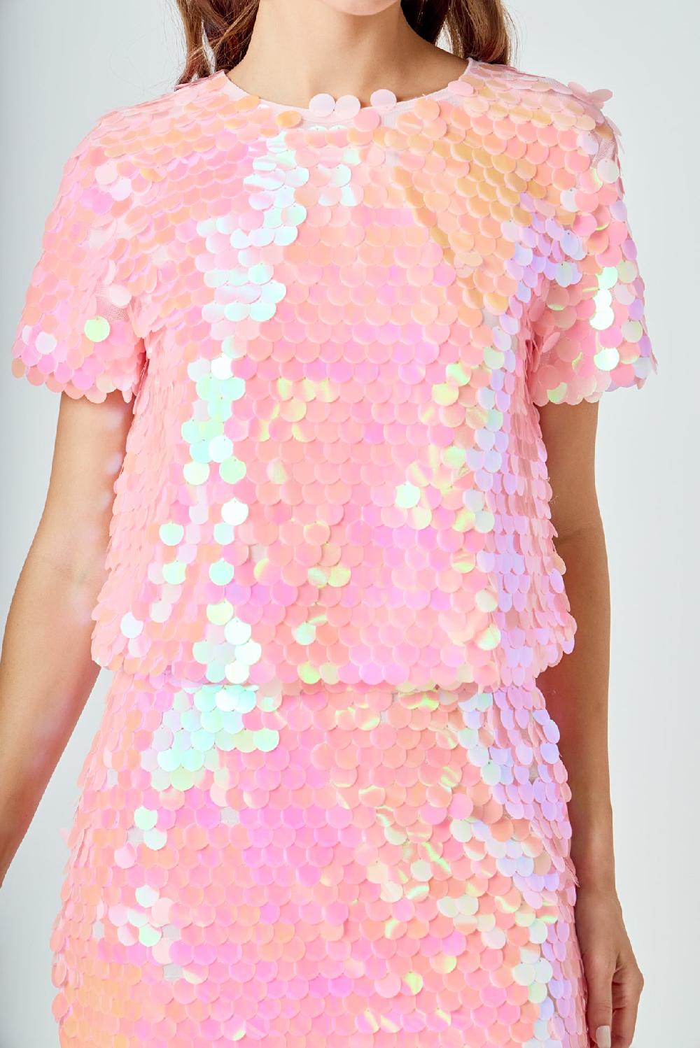 Endless Rose Sequin Crop Top PINK