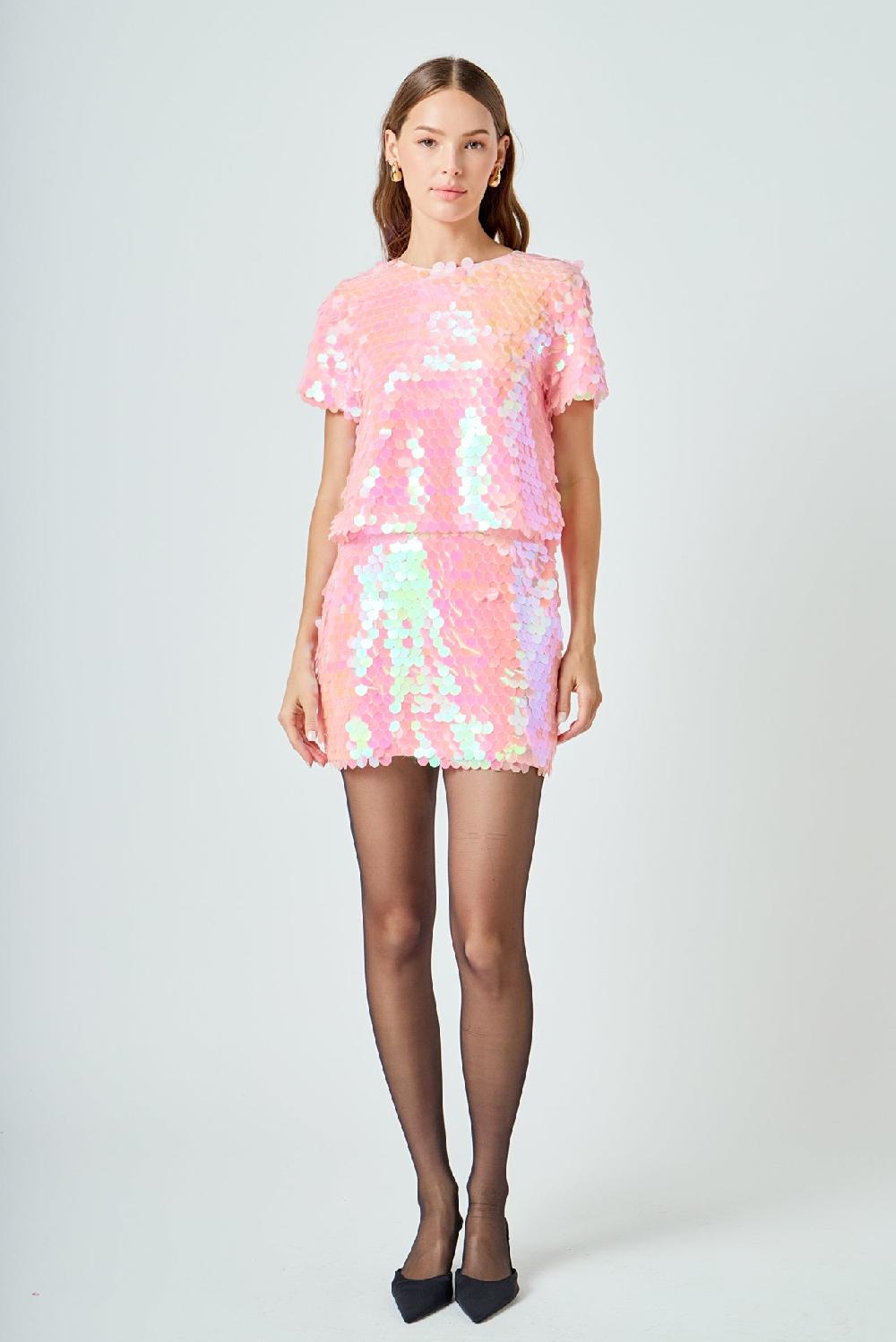 Endless Rose Sequin Crop Top PINK