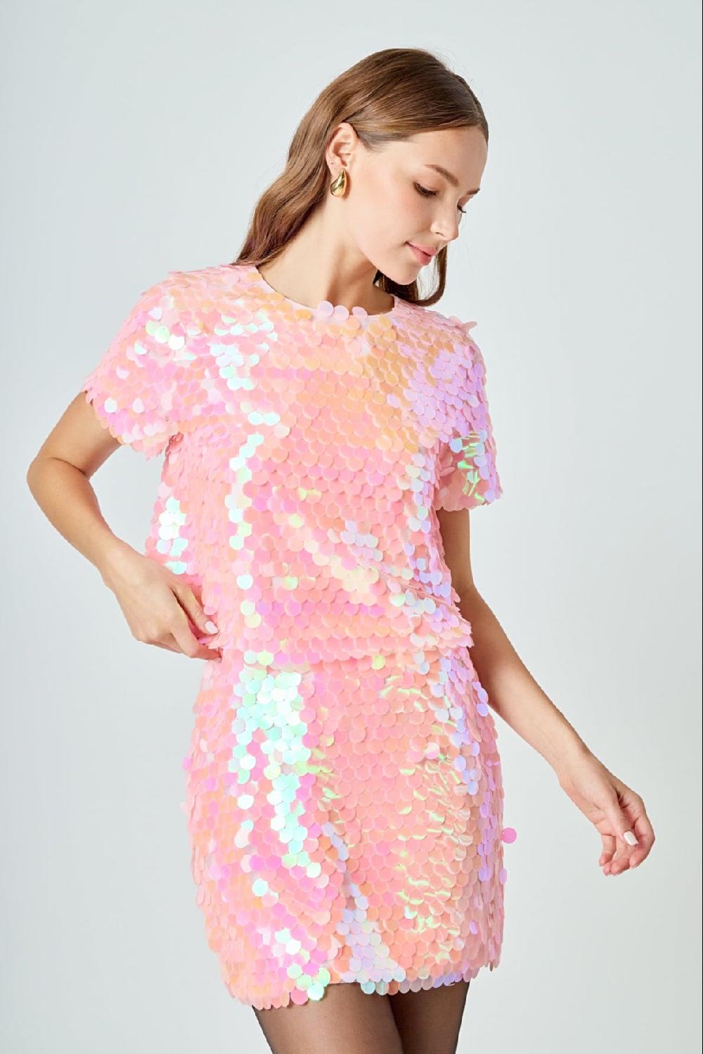 Endless Rose Sequin Crop Top PINK