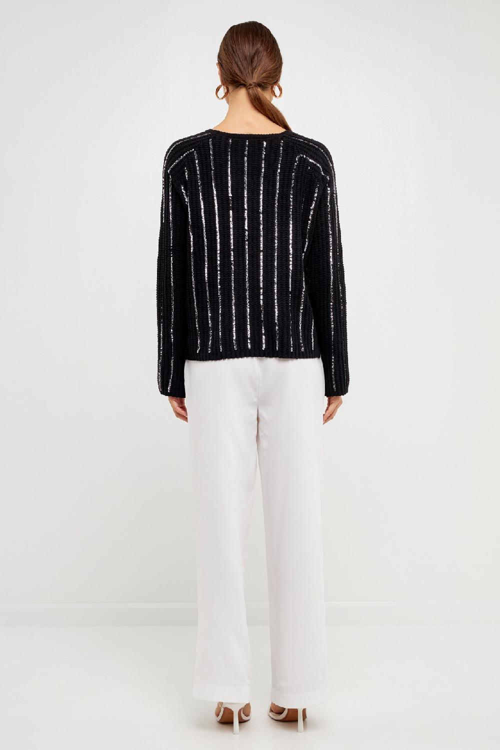 Endless Rose Sequin Knit Sweater BLACK