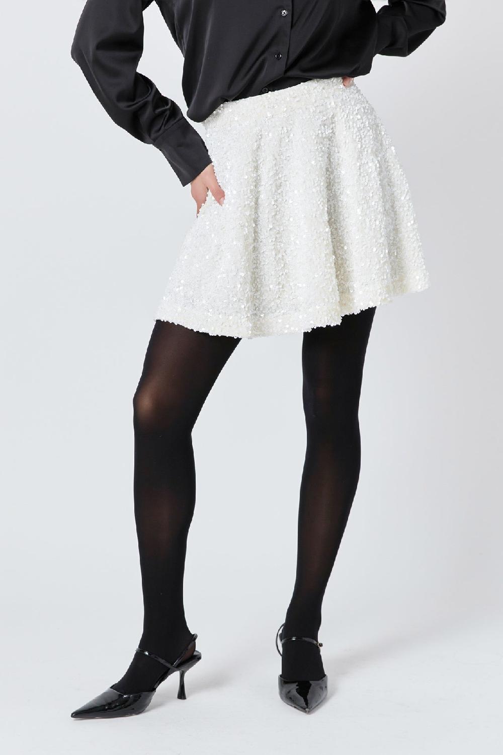 Endless Rose Sequin Mini Skirt IVORY