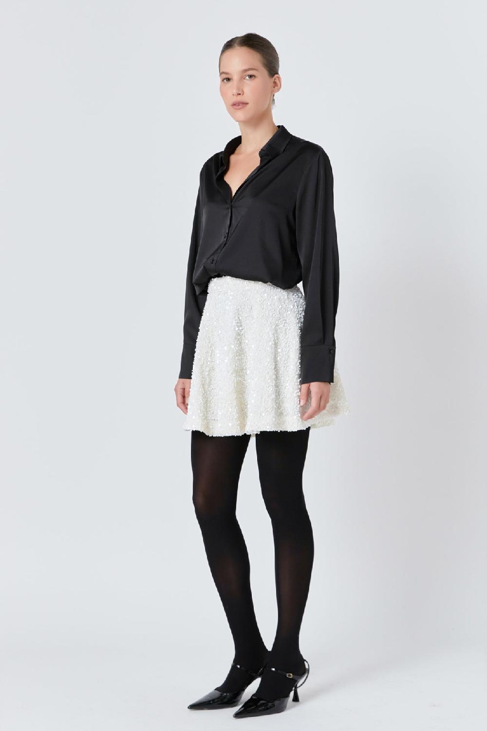 Endless Rose Sequin Mini Skirt IVORY