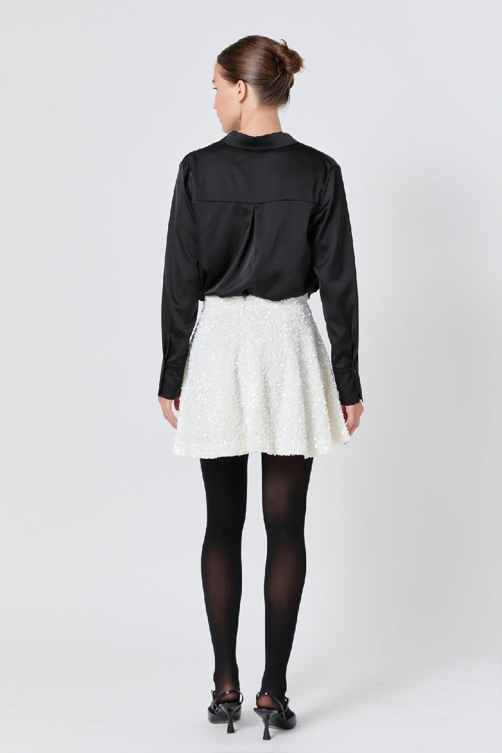 Endless Rose Sequin Mini Skirt IVORY