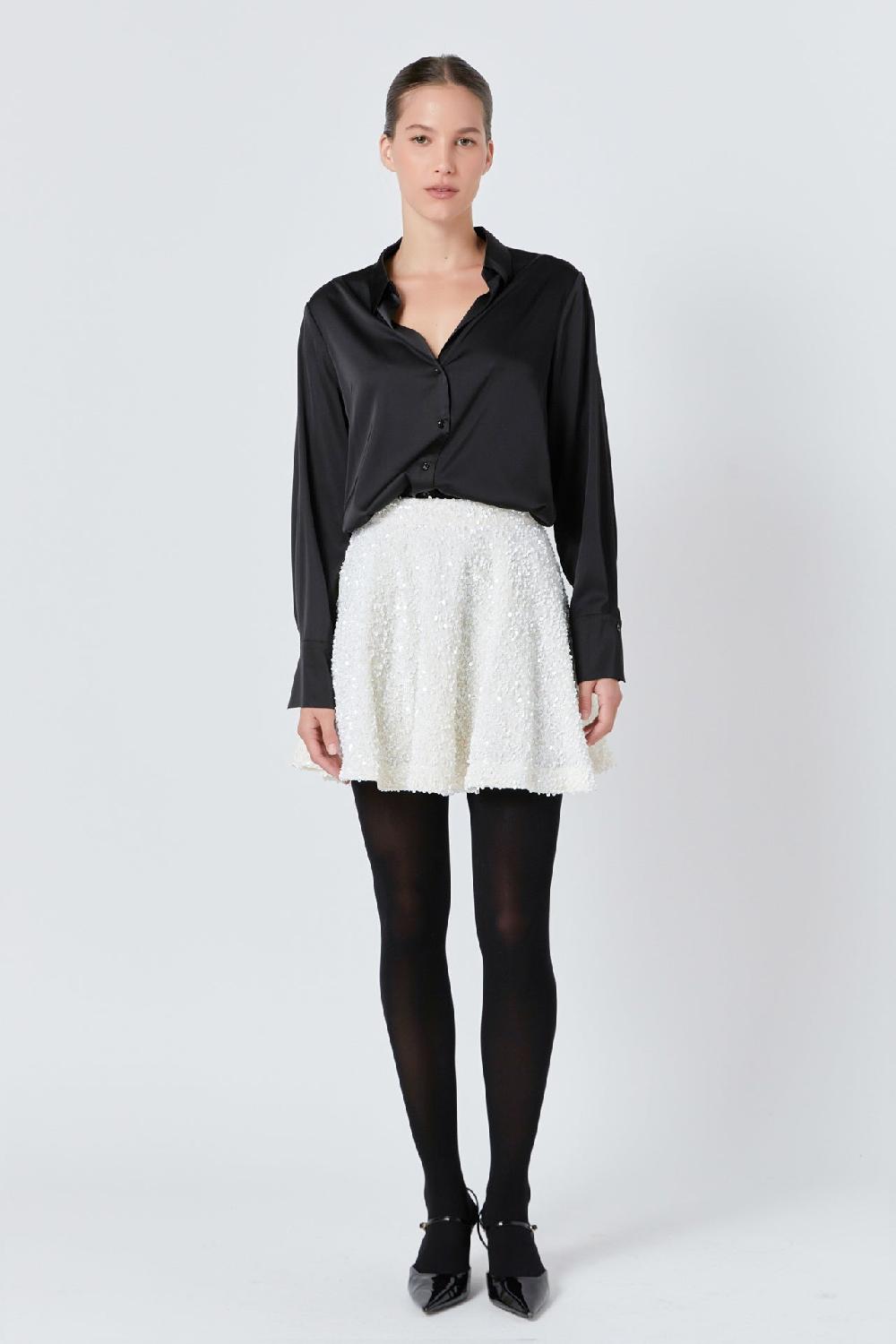 endless rose Sequin Mini Skirt IVORY