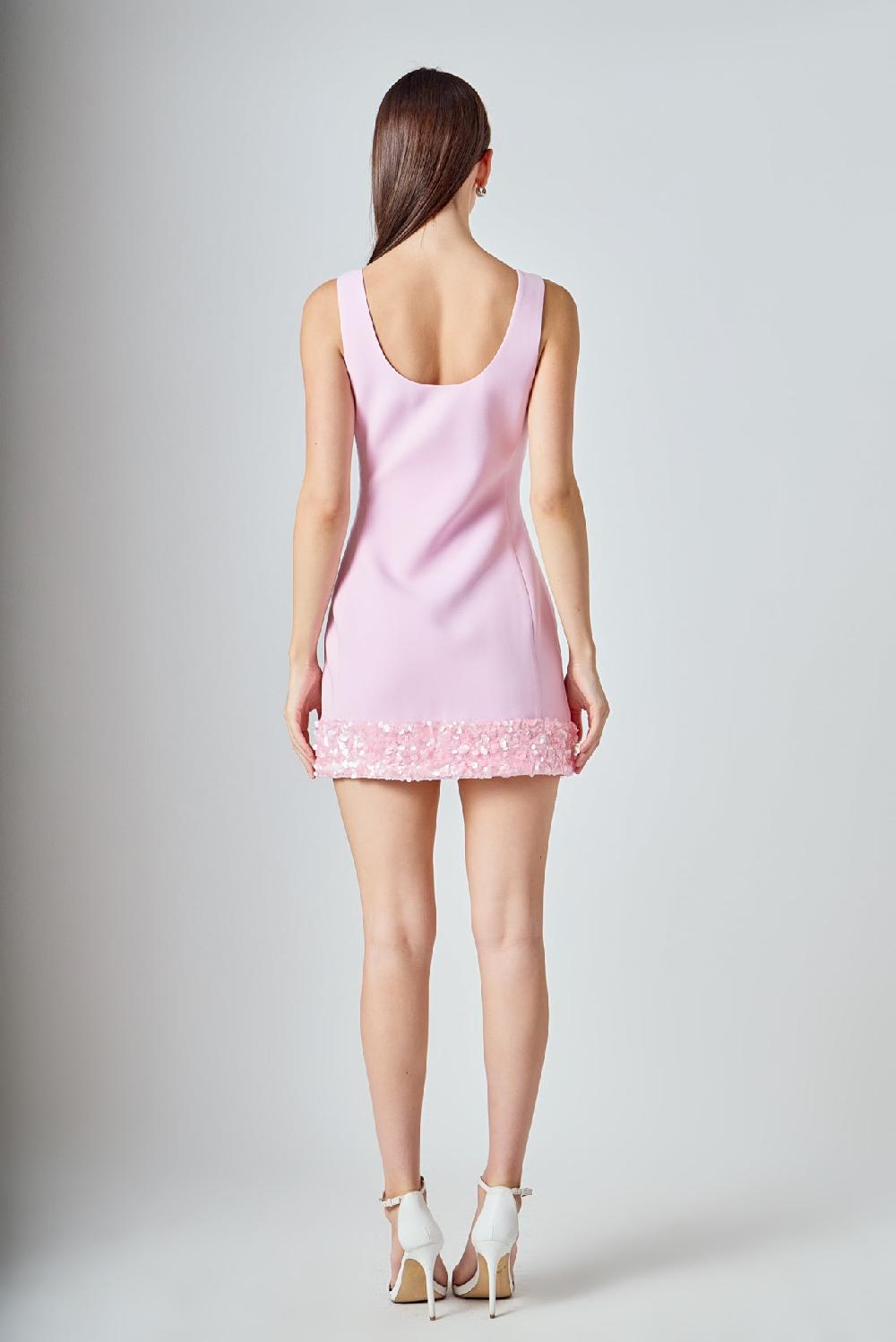 Endless Rose Sequin Mixed Media Mini Dress PINK