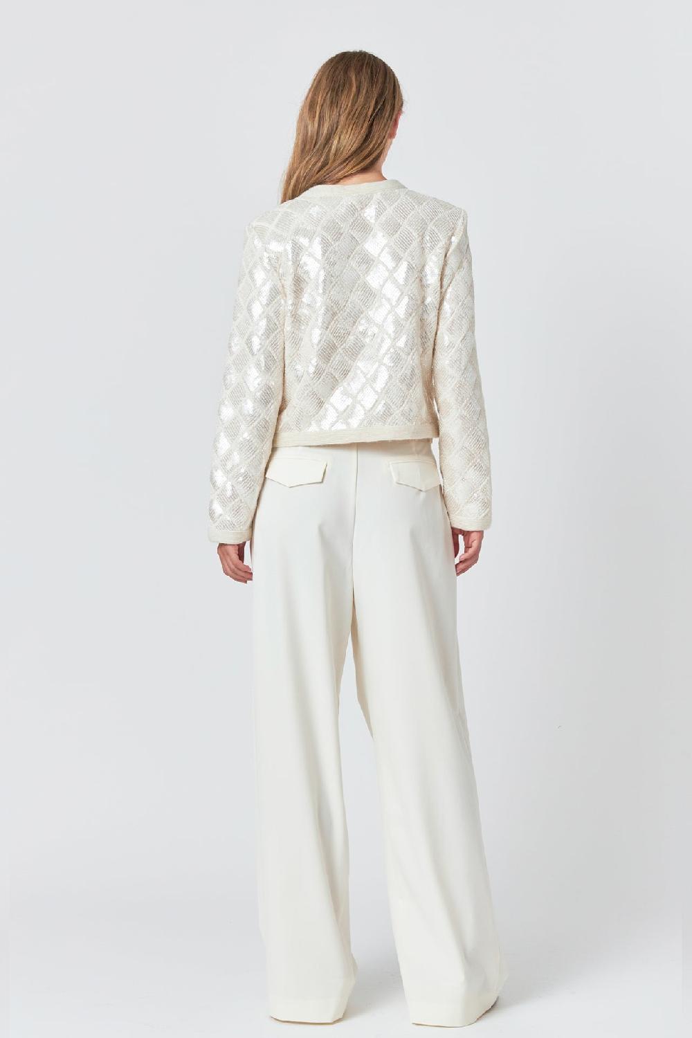 Endless Rose Sequin Patchwork Crochet Jacket IVORY