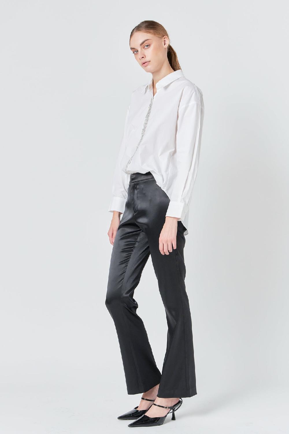 Endless Rose Sequin Placket Button-Up Shirt WHITE