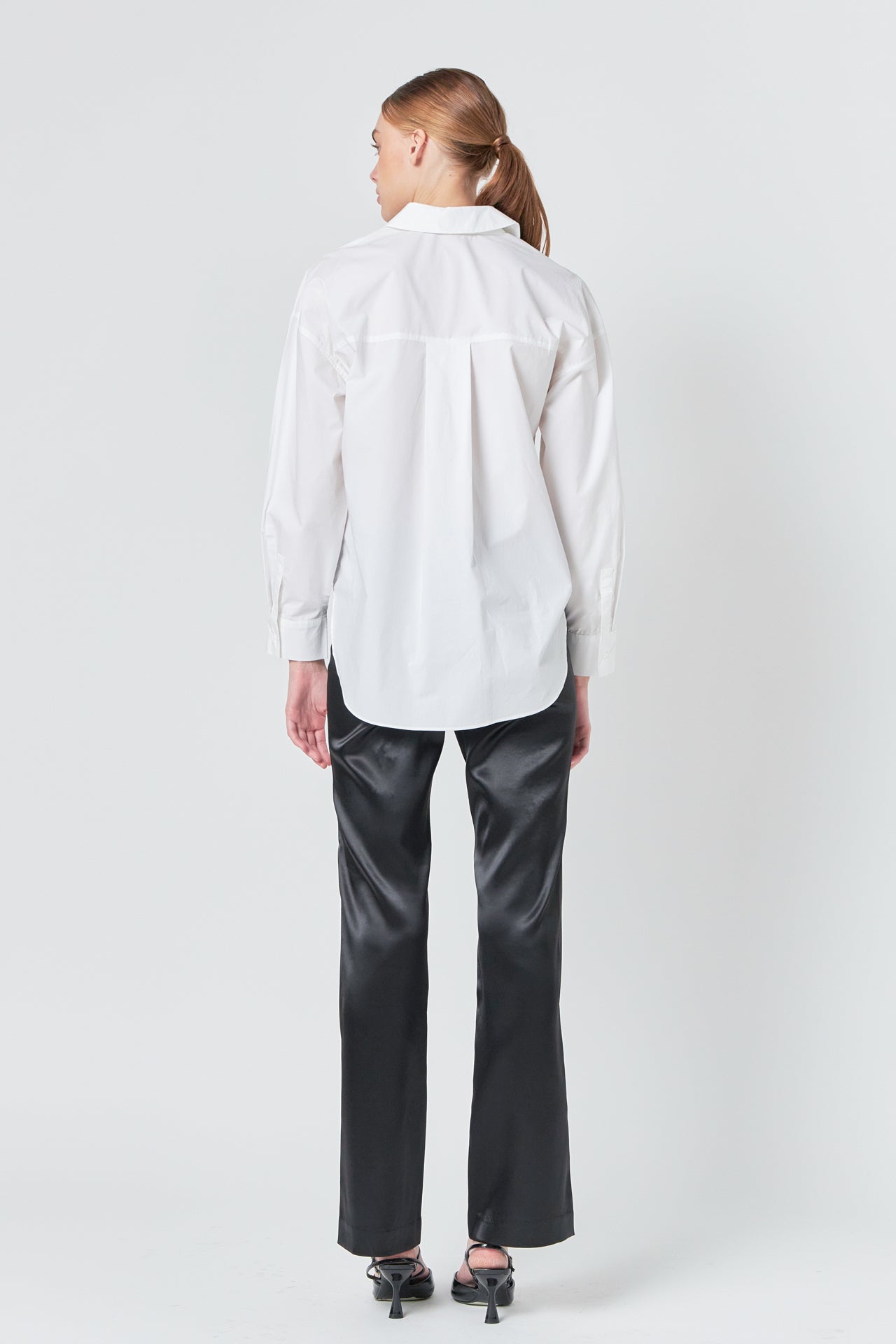 Endless Rose Sequin Placket Button-Up Shirt WHITE