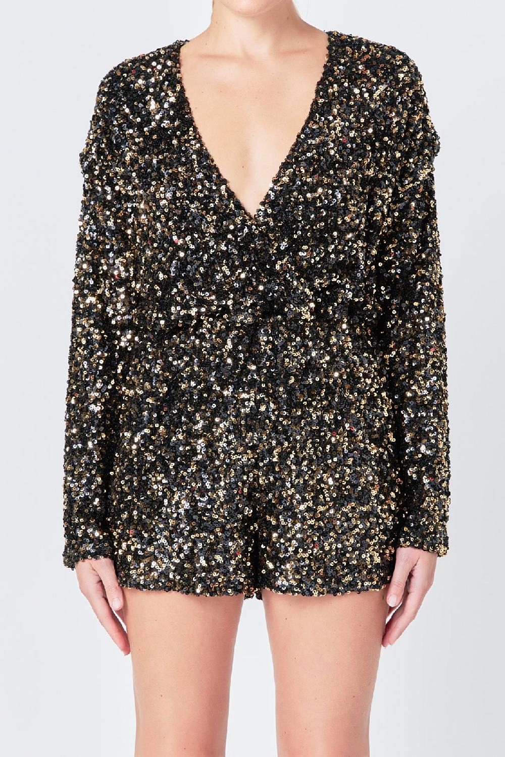 Endless Rose Sequin Romper BLACK/GOLD